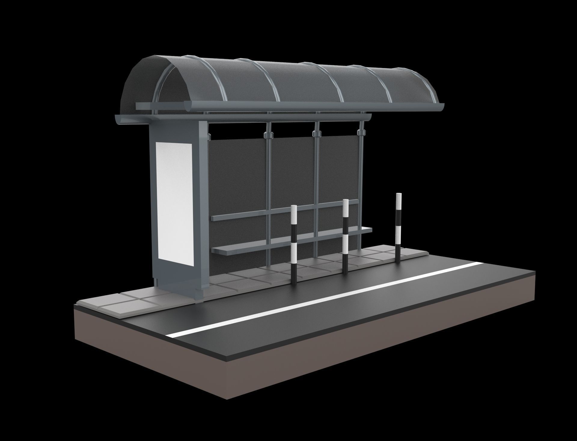 bus stop Low-poly 3D model_2