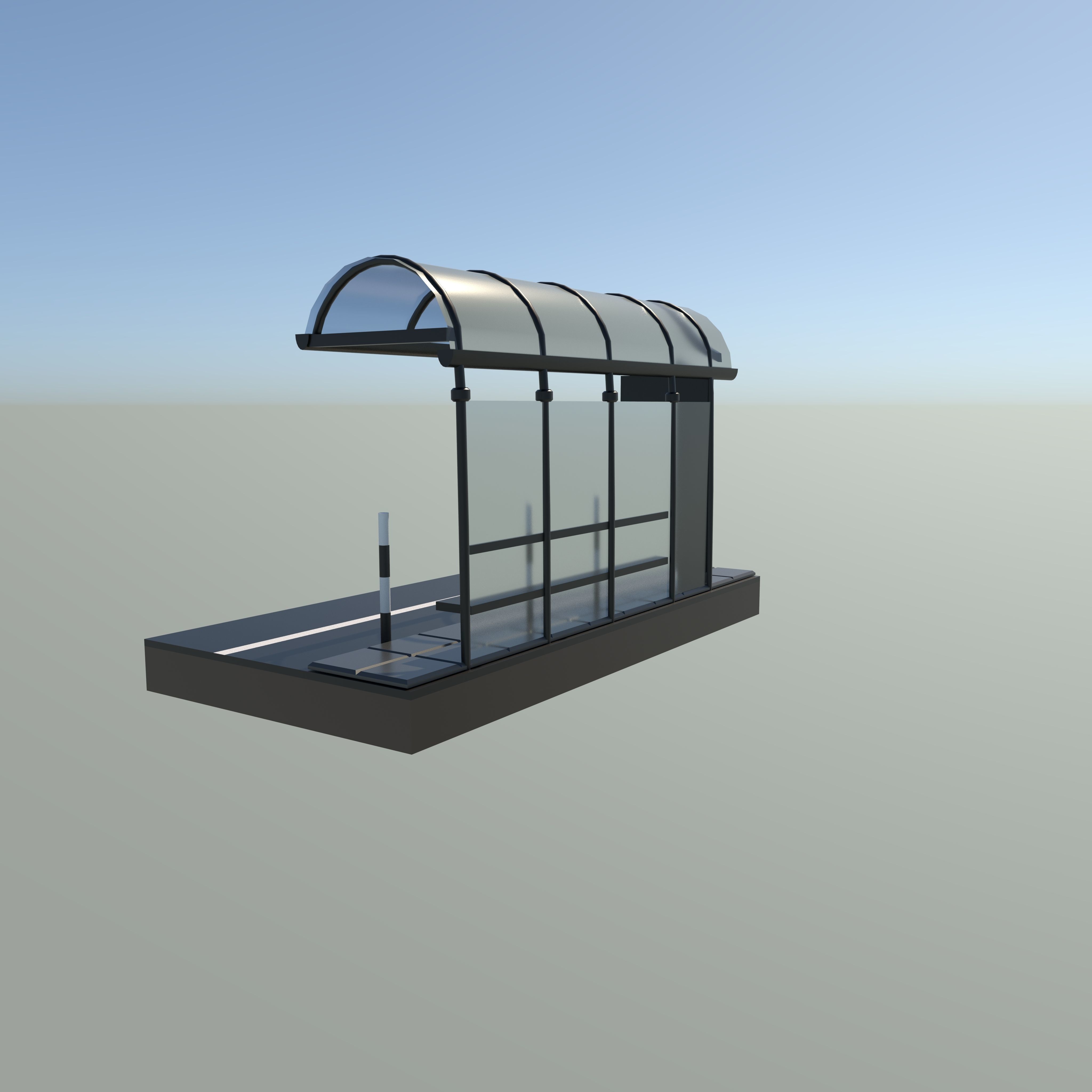 bus stop Low-poly 3D model_7