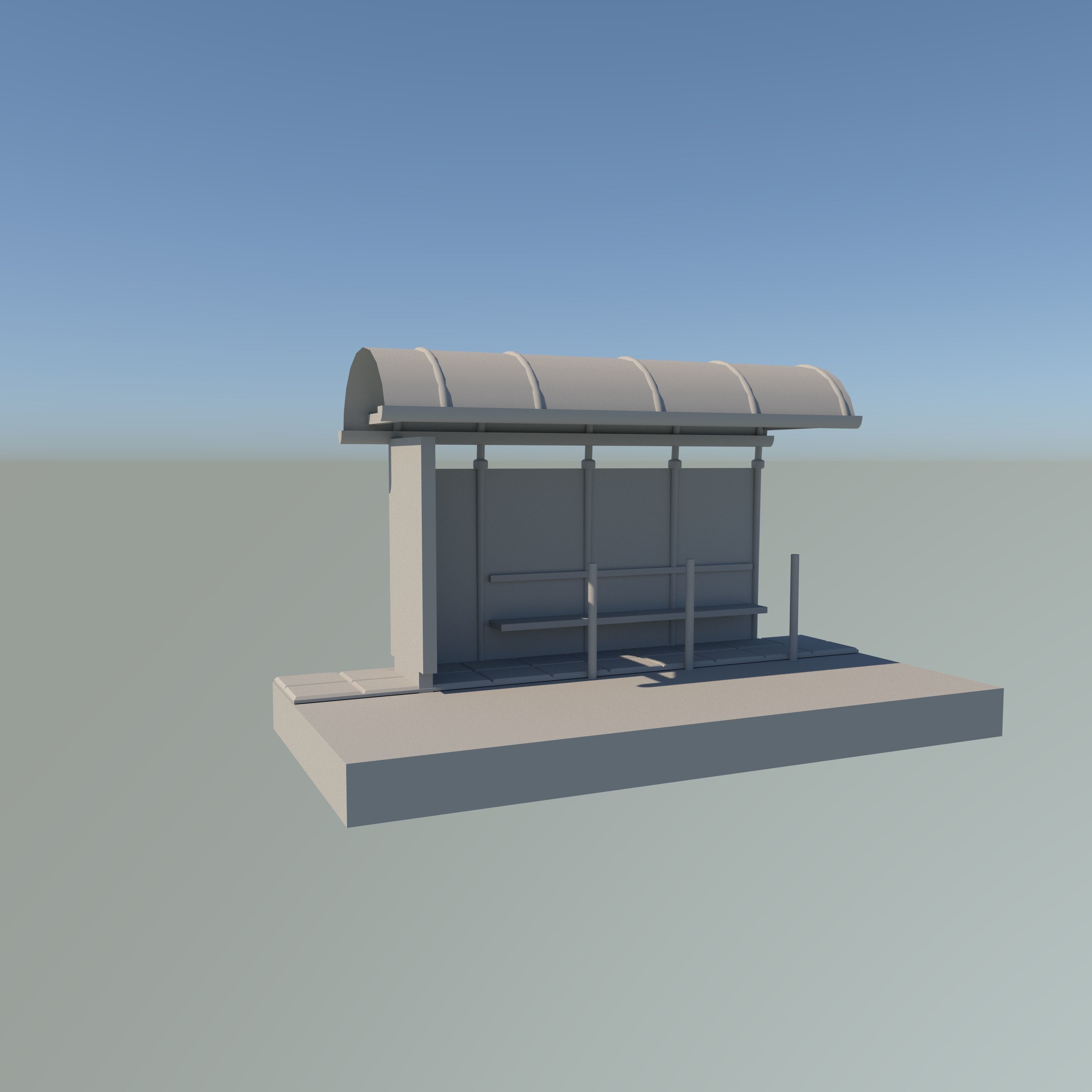 bus stop Low-poly 3D model_10
