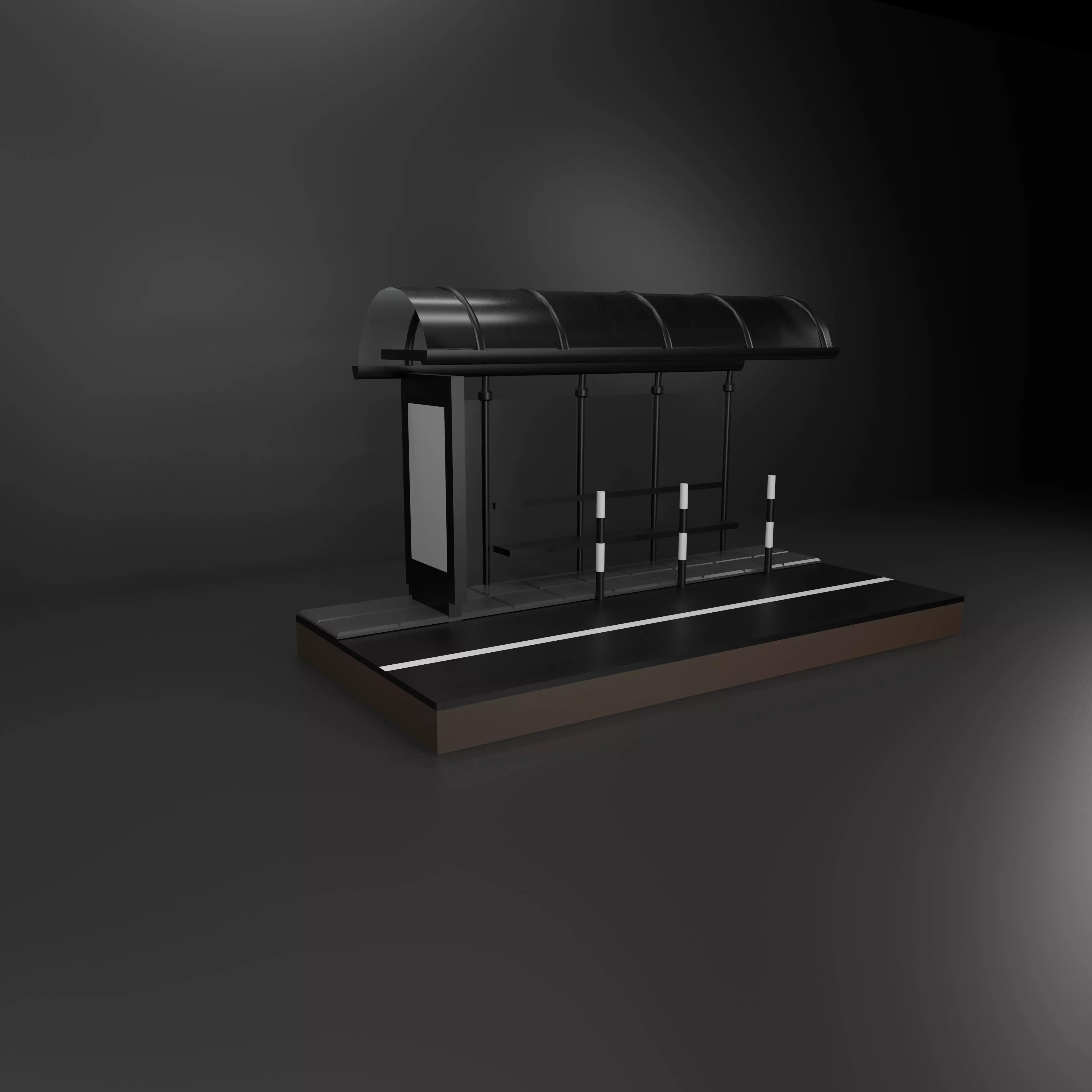bus stop Low-poly 3D model_0