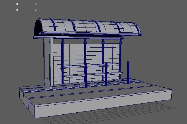bus stop Low-poly 3D model_8