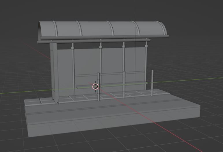bus stop Low-poly 3D model_9