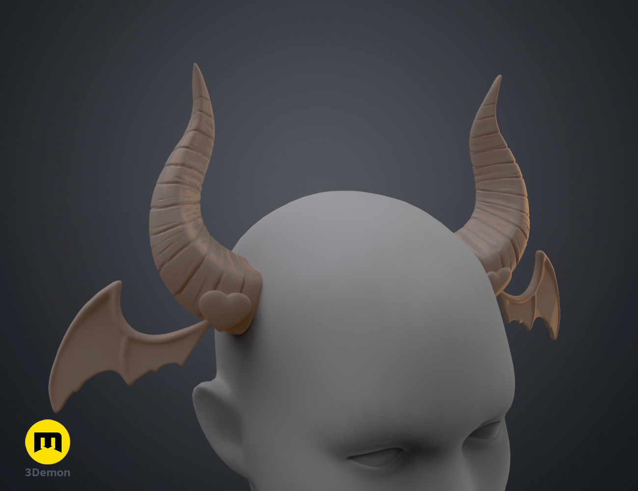 Ironmouse horns Virtual Youtuber 3D print model_8