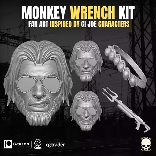 Monkey Wrench Kit 3D printable File For Action Figures
