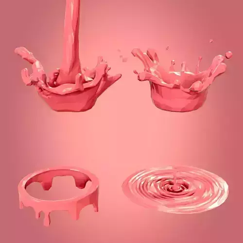 Polygonal Splash Pack Low-poly 3D model
