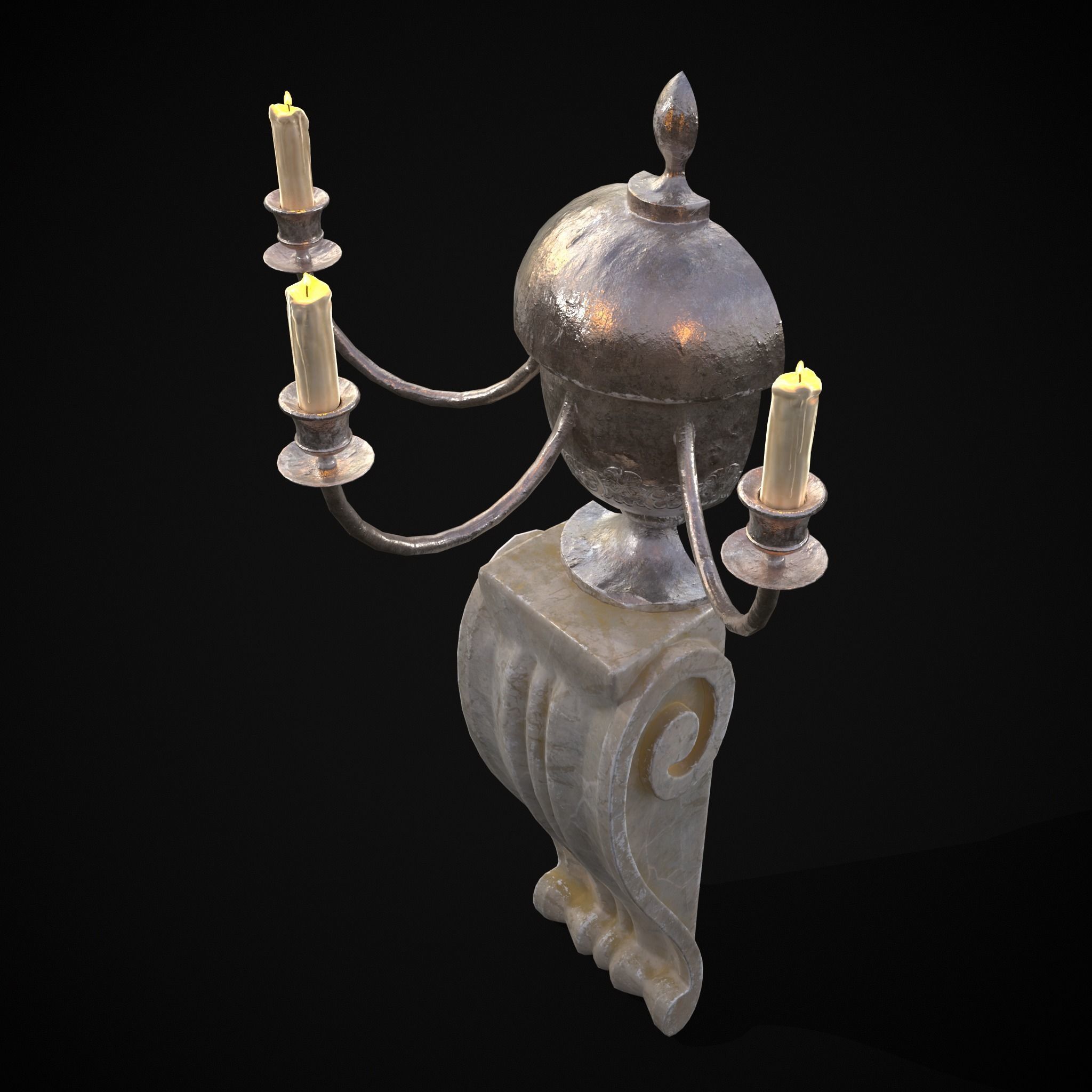 Decorative Wall Candelabra Low-poly 3D model_7