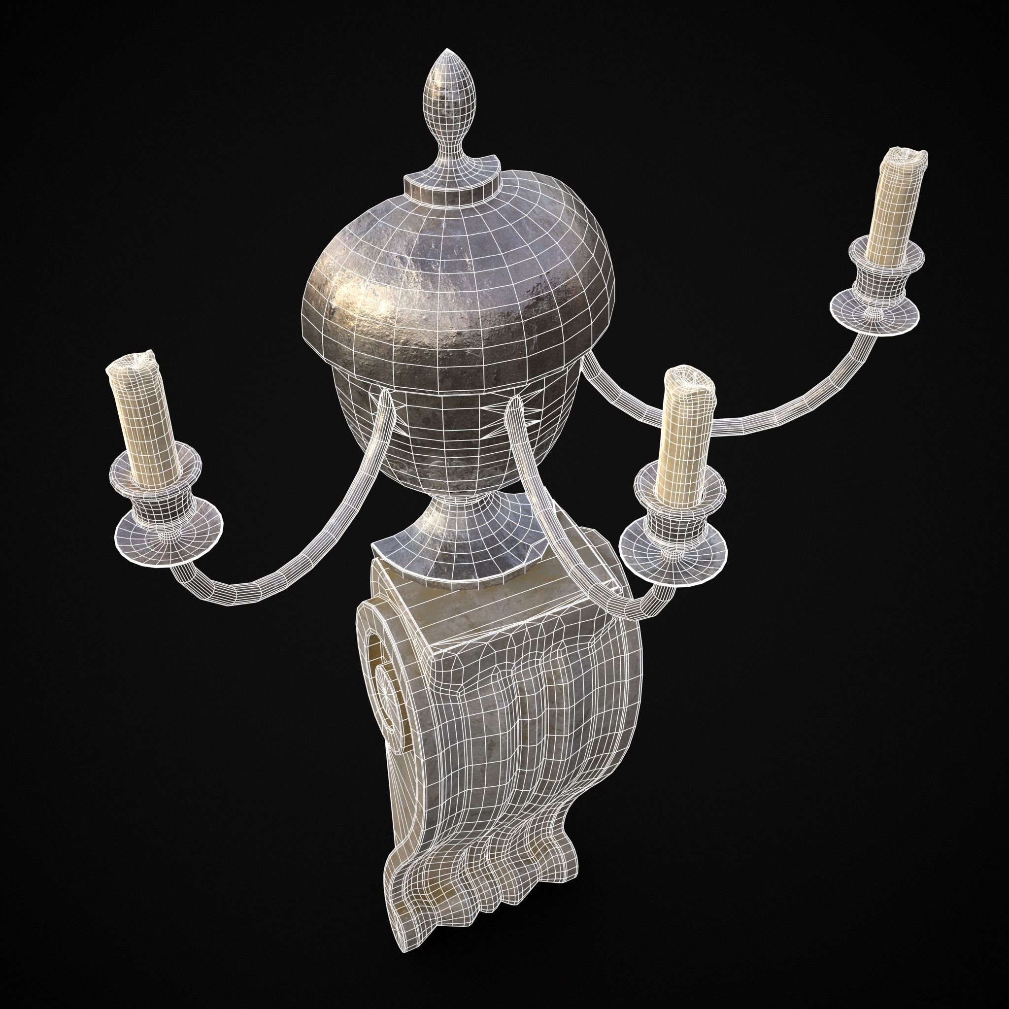 Decorative Wall Candelabra Low-poly 3D model_12