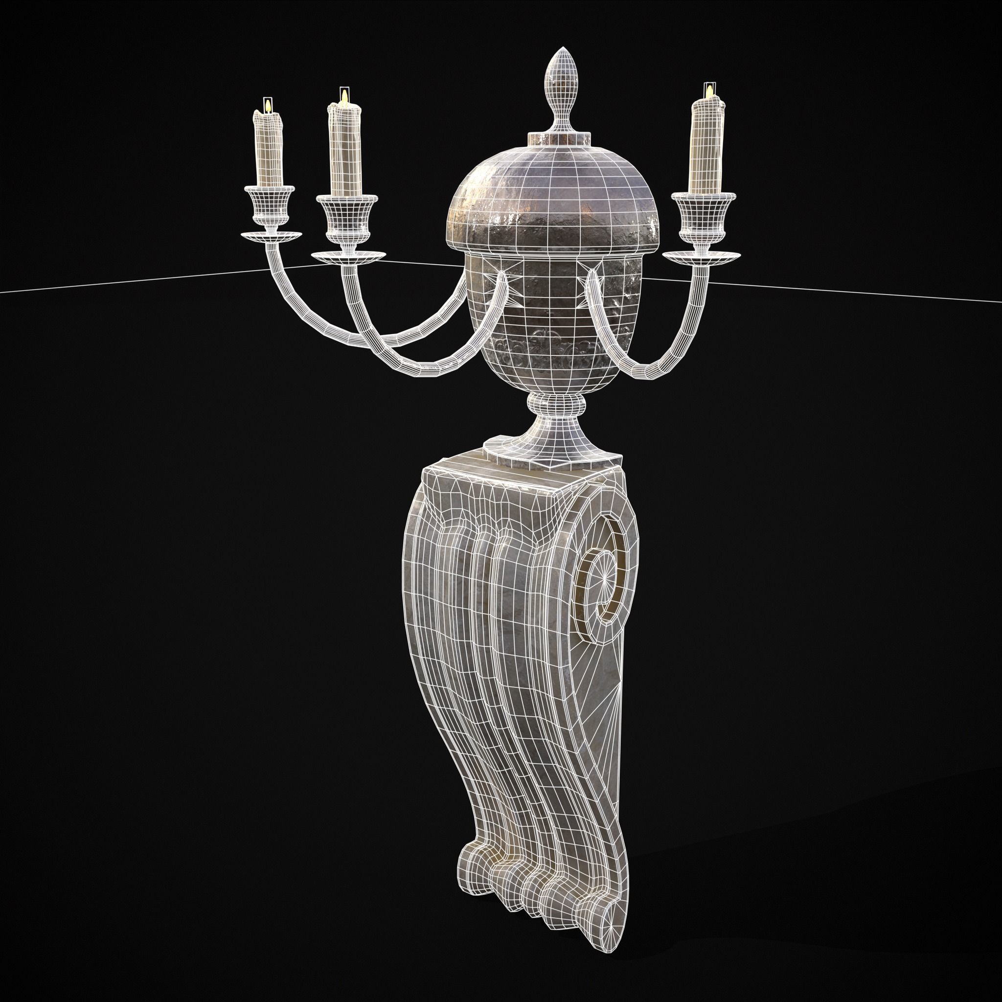 Decorative Wall Candelabra Low-poly 3D model_2