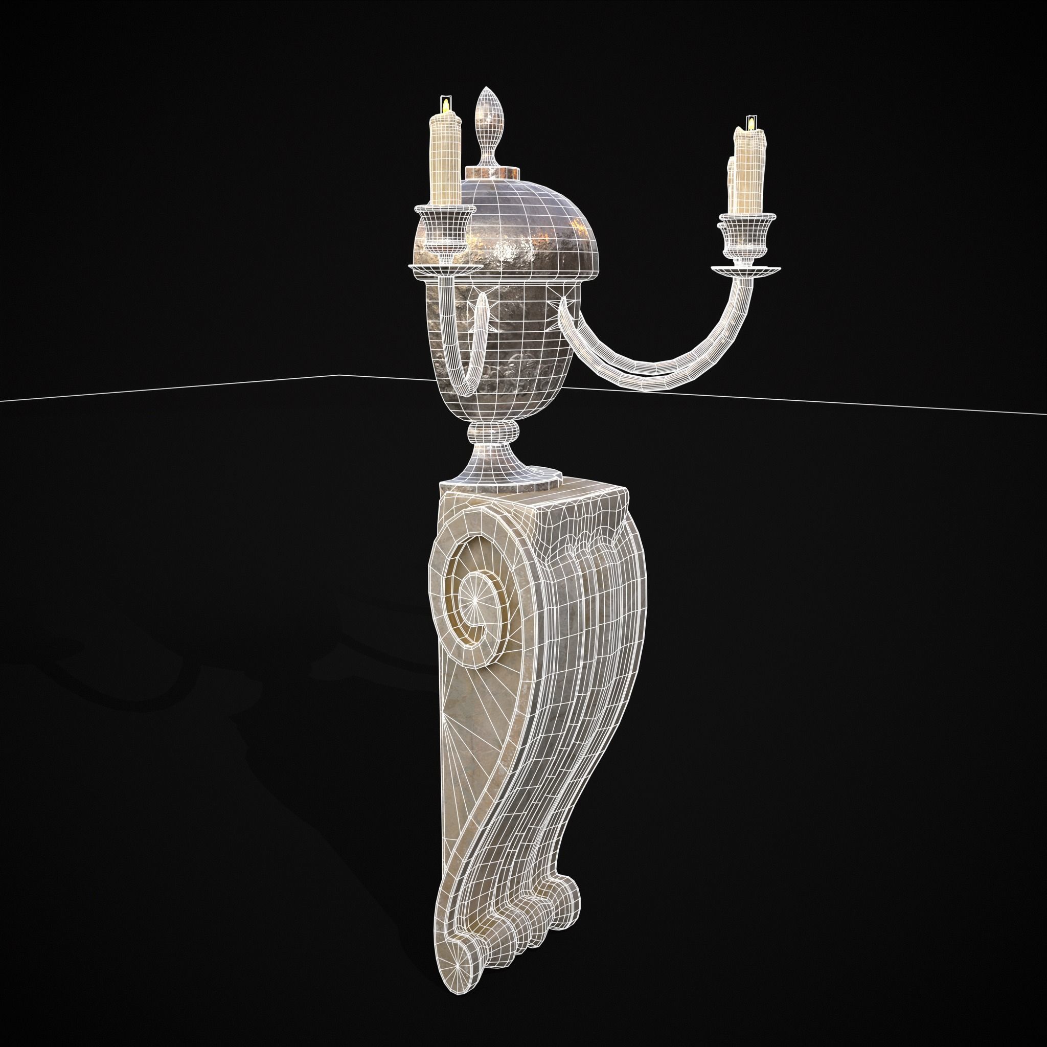 Decorative Wall Candelabra Low-poly 3D model_6