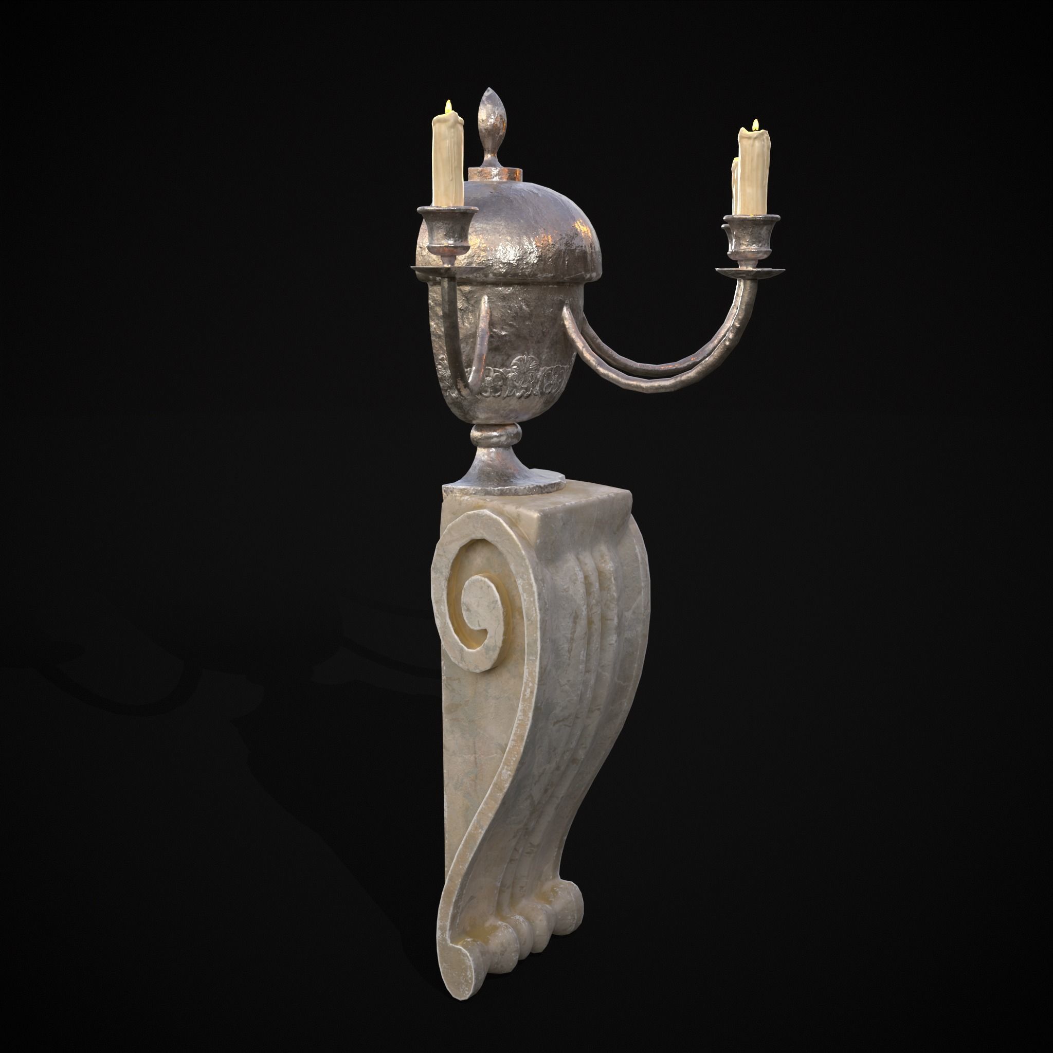 Decorative Wall Candelabra Low-poly 3D model_5