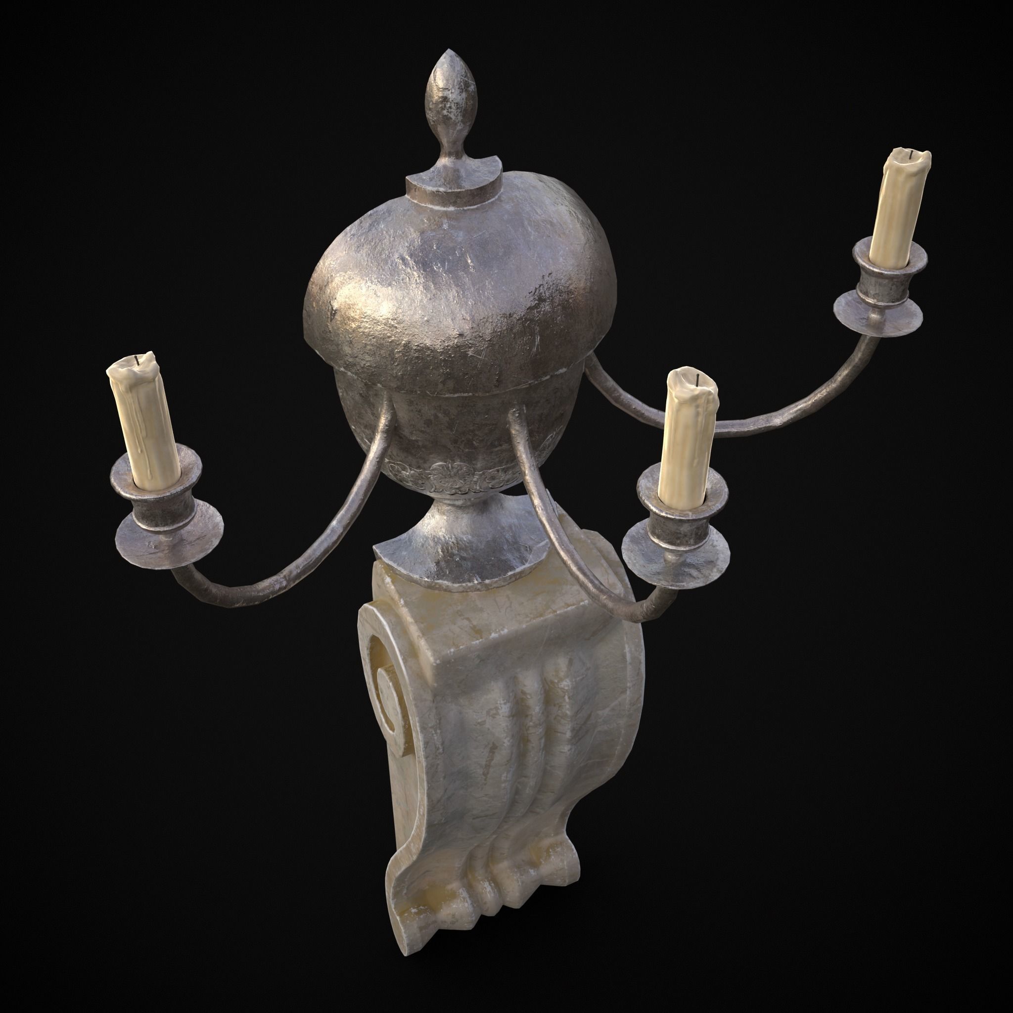 Decorative Wall Candelabra Low-poly 3D model_11