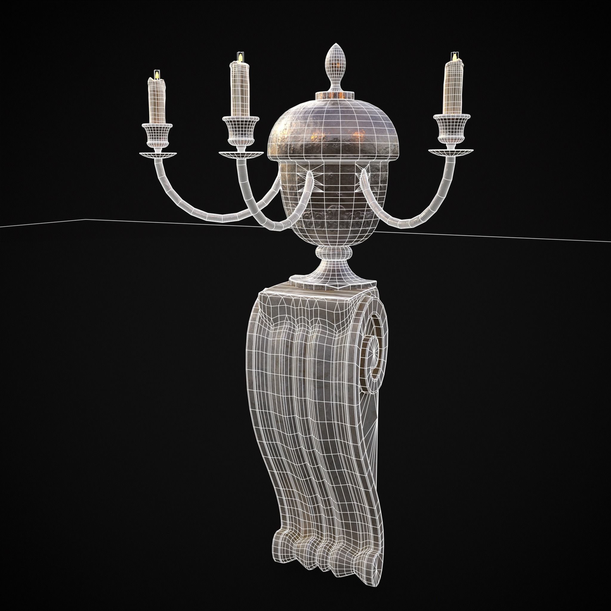 Decorative Wall Candelabra Low-poly 3D model_10