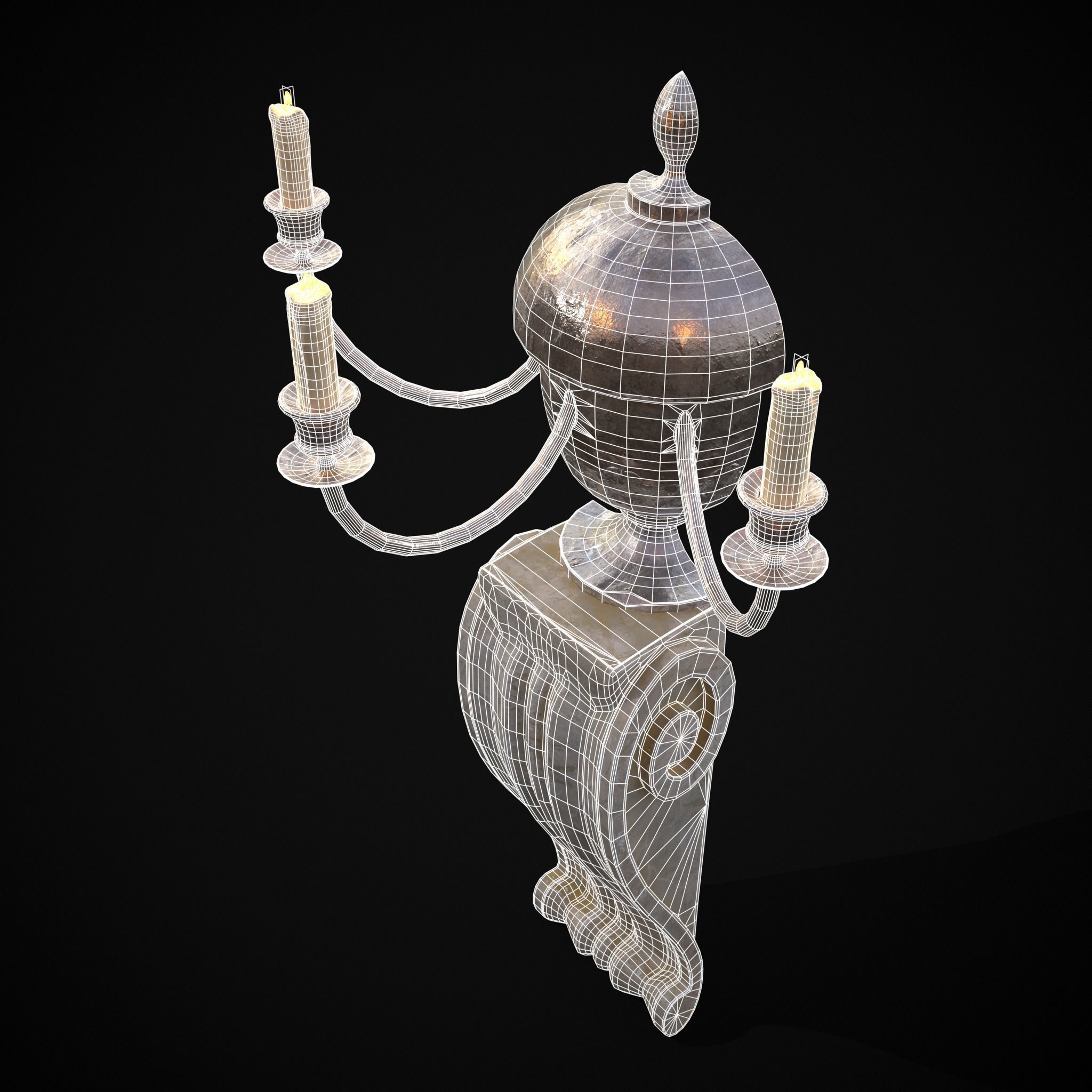 Decorative Wall Candelabra Low-poly 3D model_8
