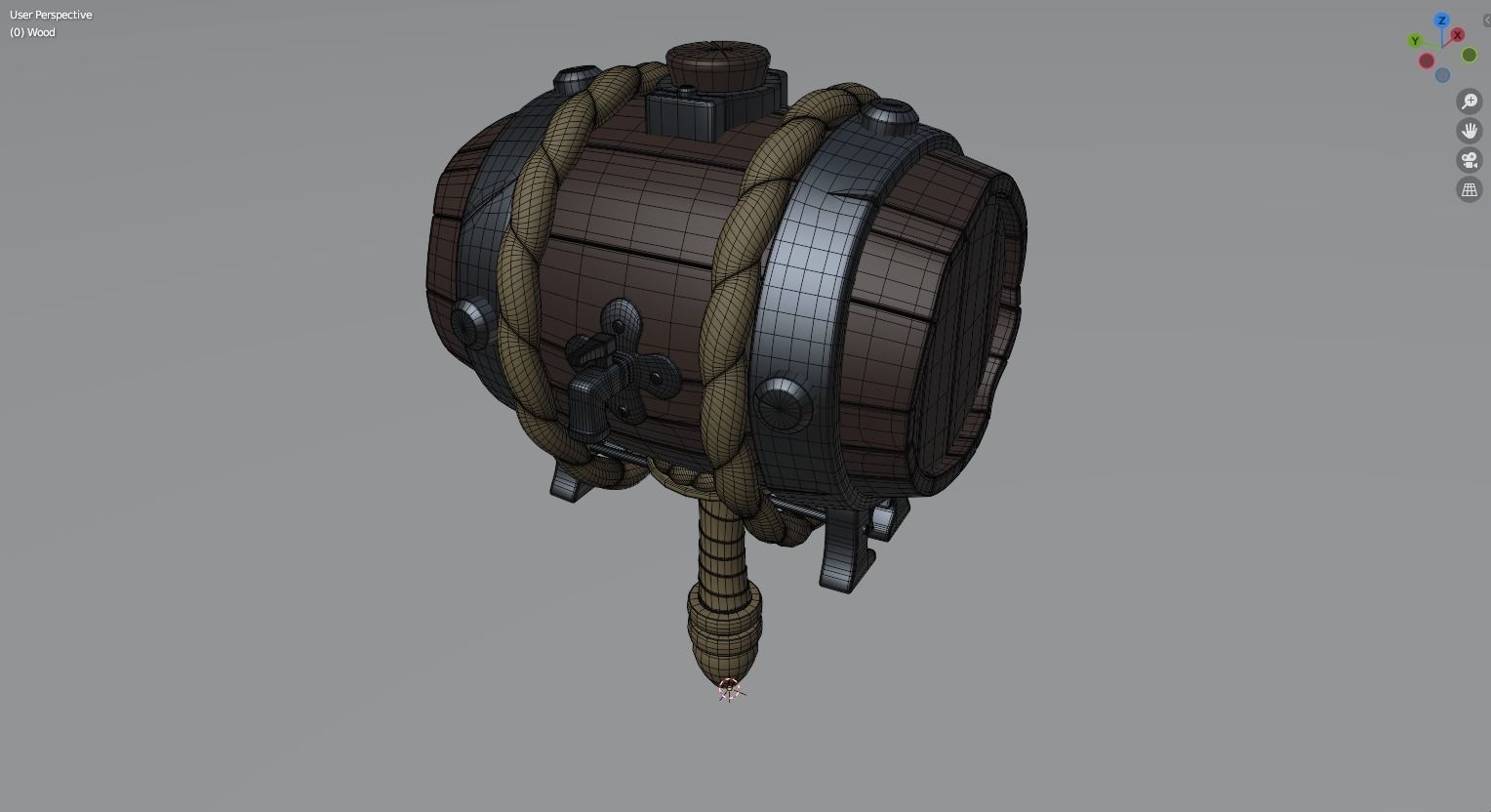 Barrel Hammer Low-poly 3D model_5