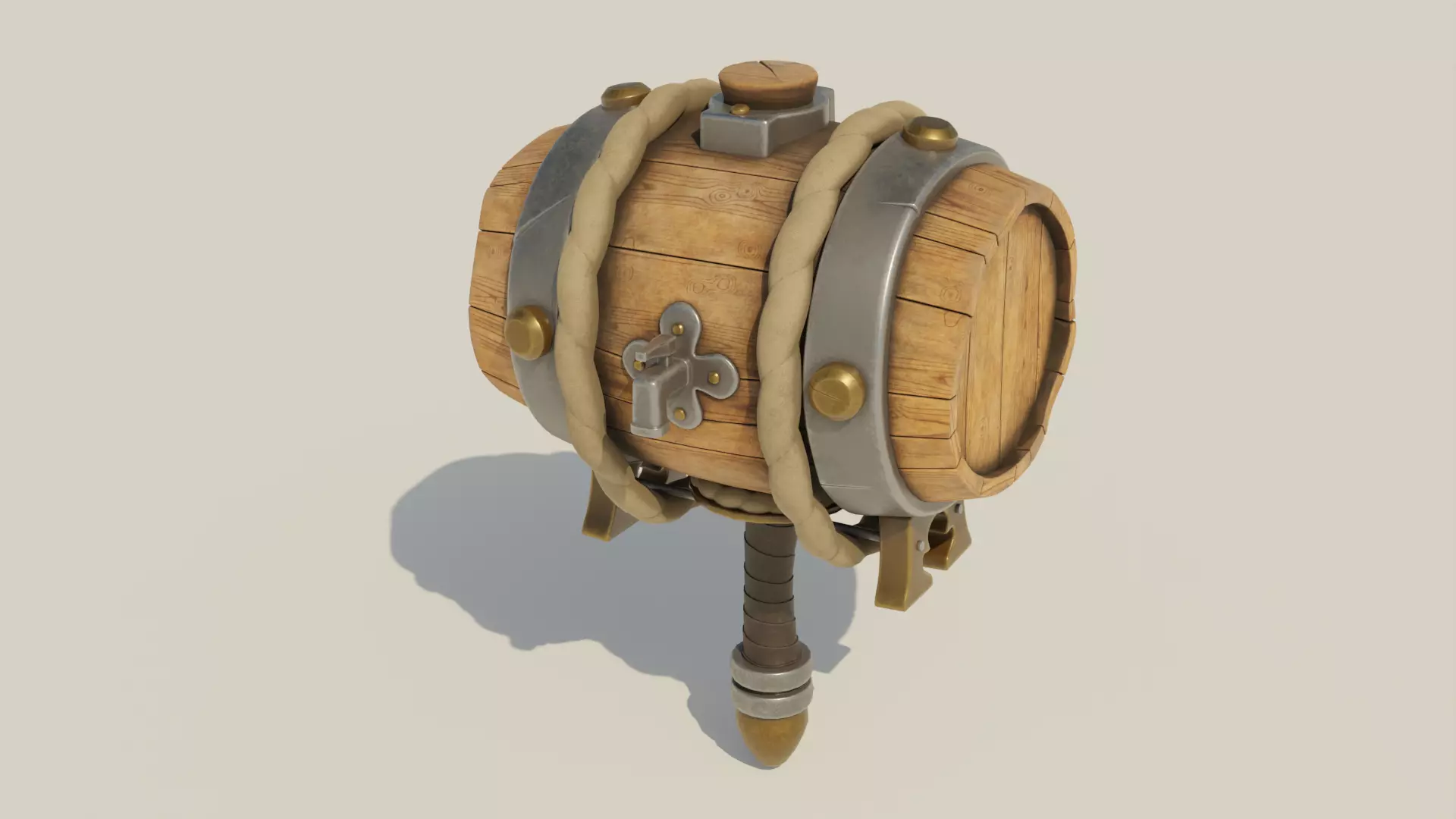 Barrel Hammer Low-poly 3D model_0