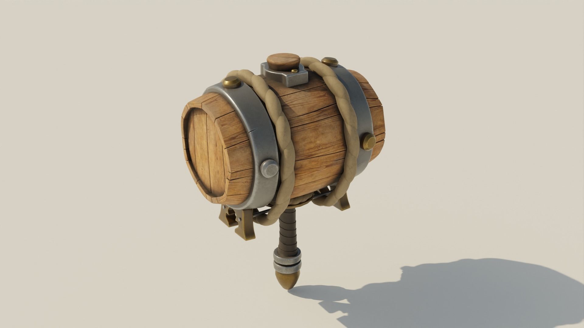 Barrel Hammer Low-poly 3D model_2