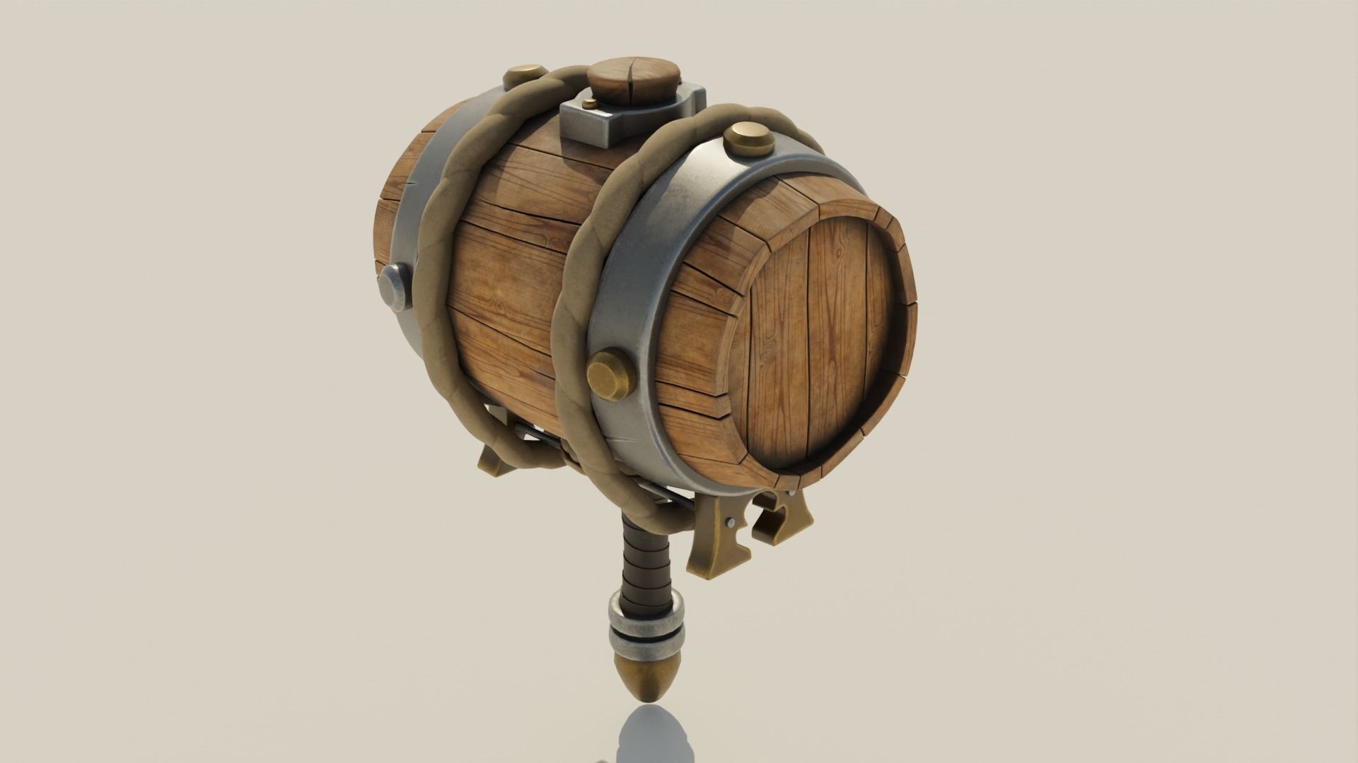 Barrel Hammer Low-poly 3D model_3