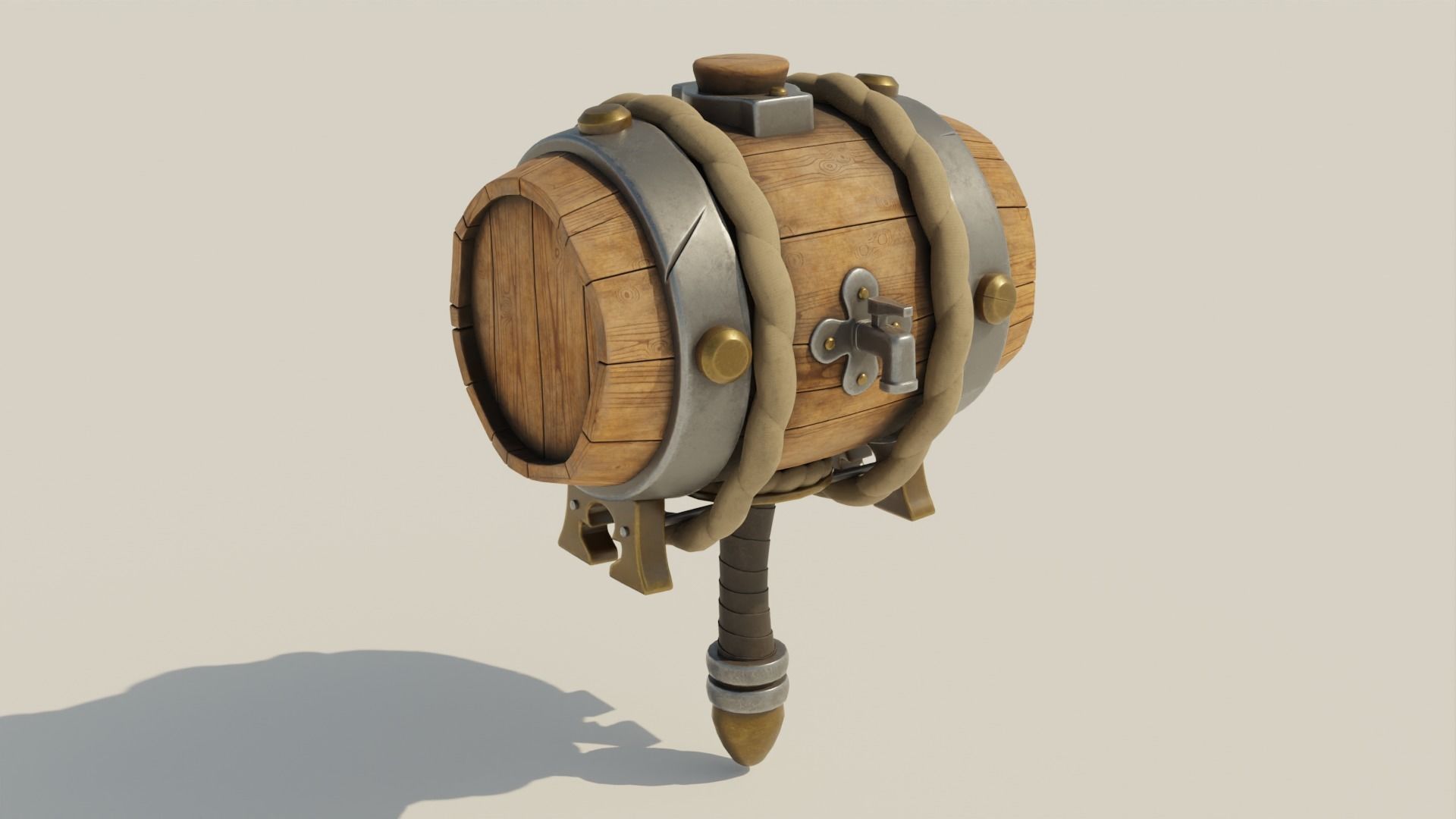 Barrel Hammer Low-poly 3D model_1