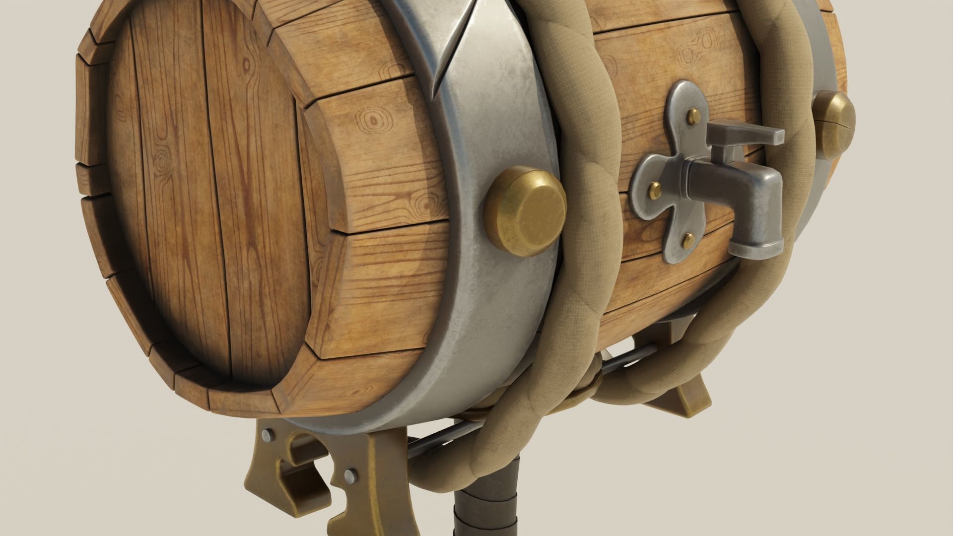 Barrel Hammer Low-poly 3D model_4