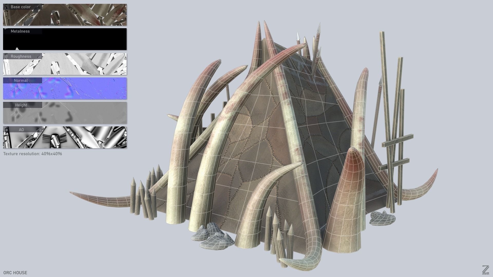 Orc house Low-poly 3D model_2