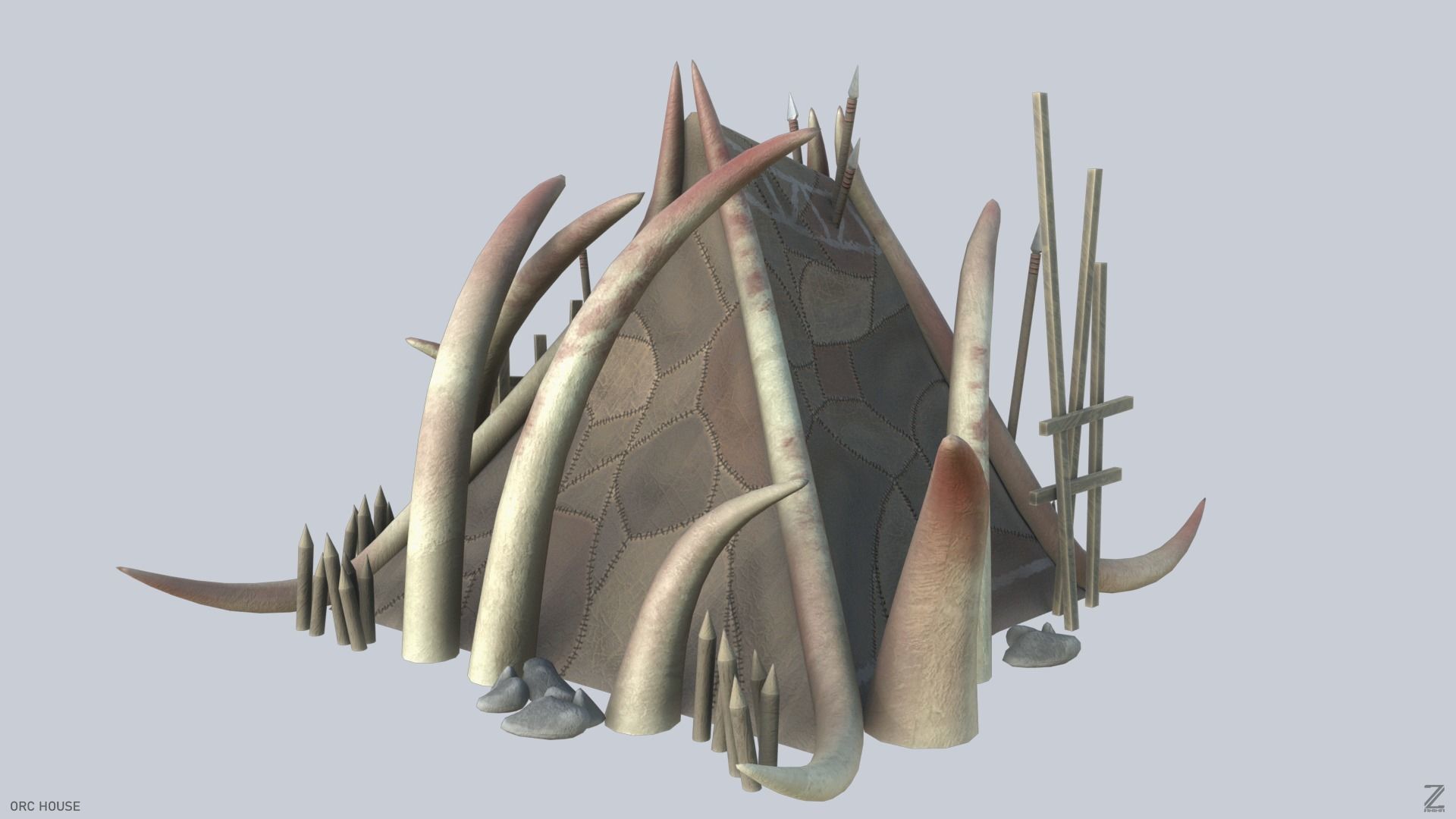 Orc house Low-poly 3D model_6