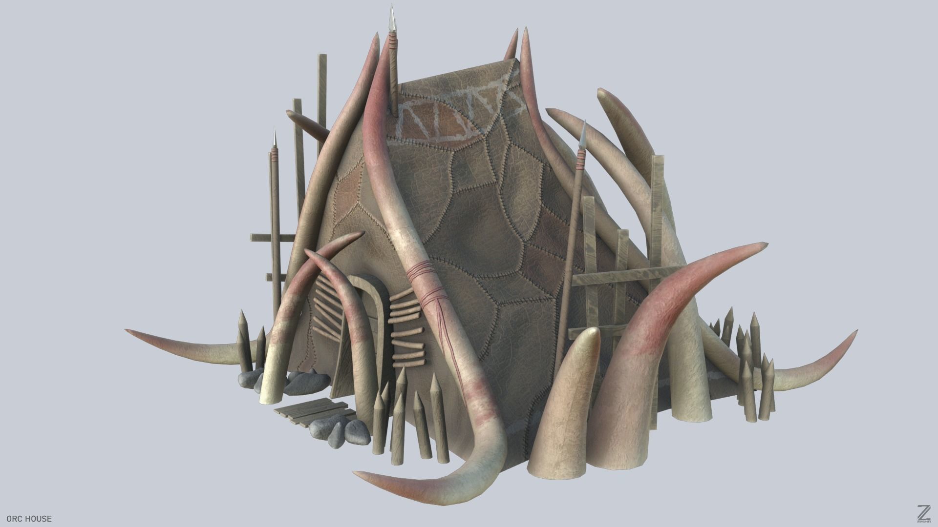 Orc house Low-poly 3D model_1