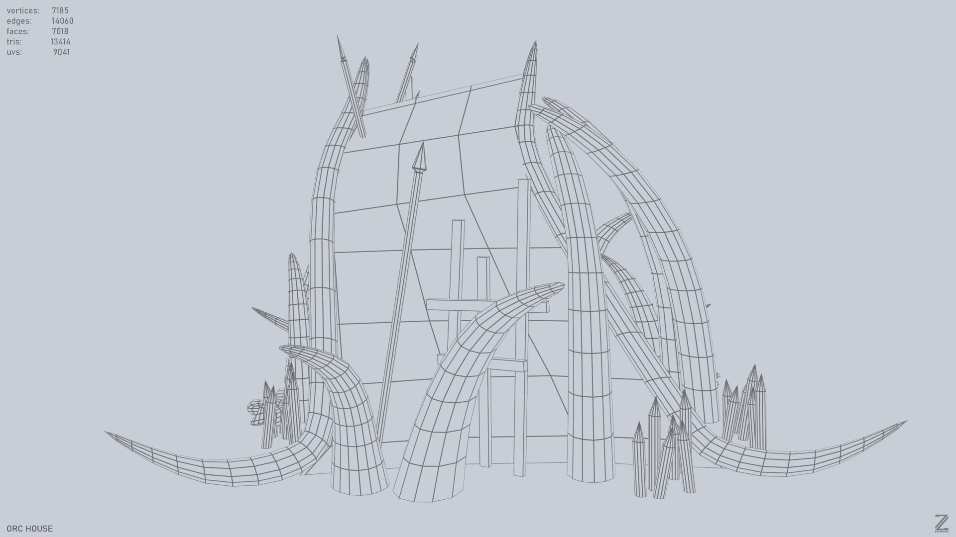 Orc house Low-poly 3D model_10