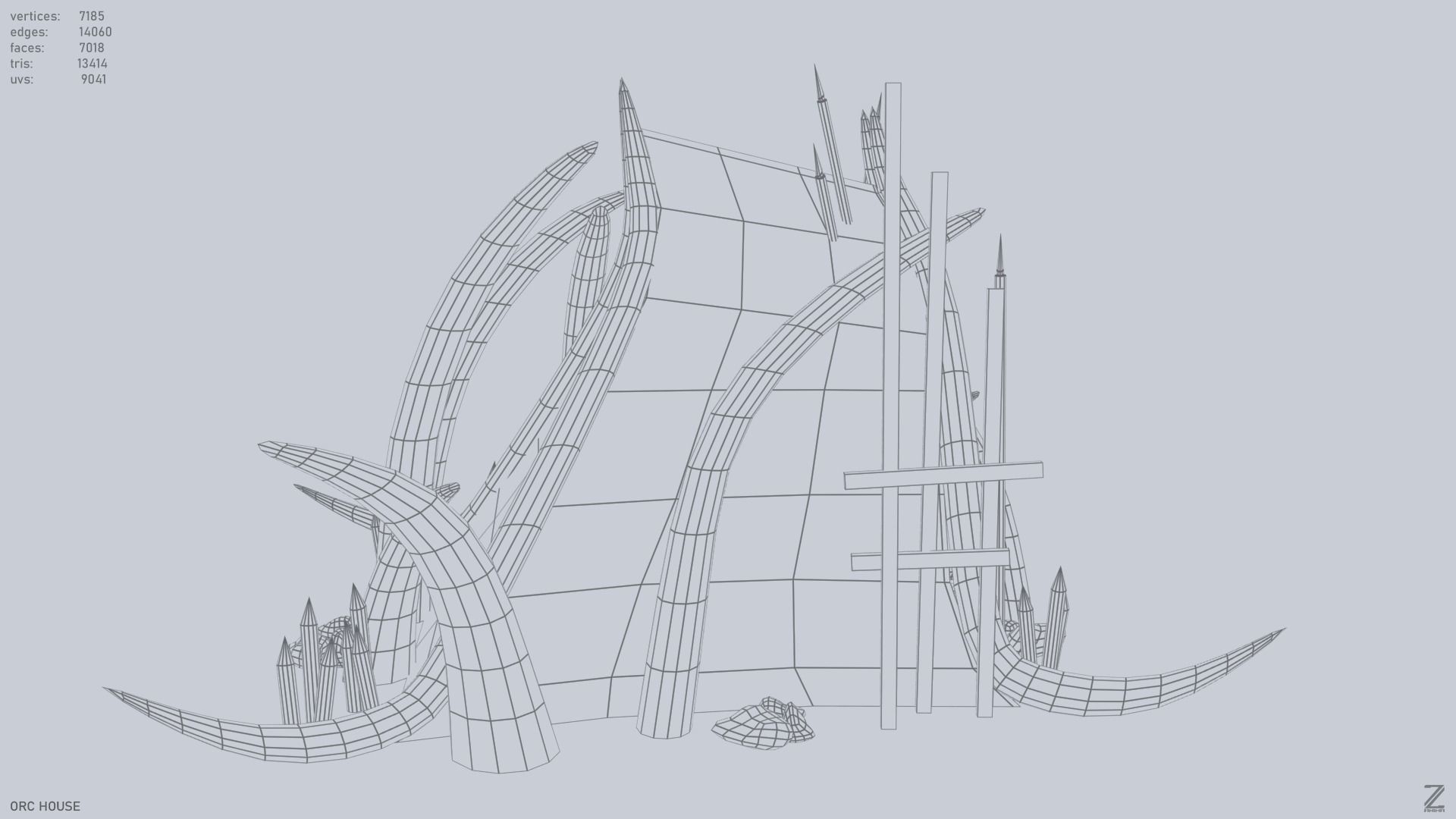 Orc house Low-poly 3D model_13