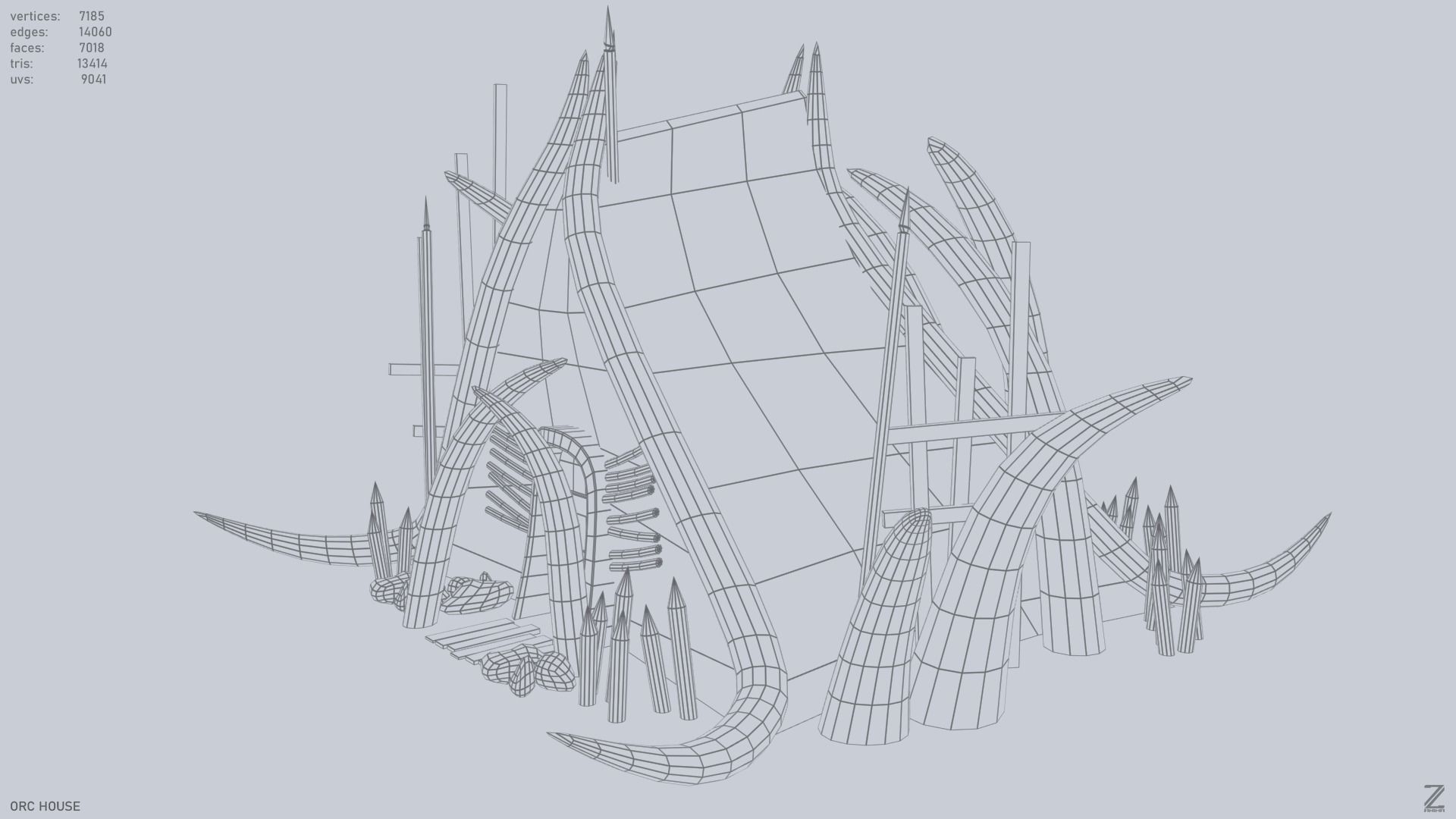 Orc house Low-poly 3D model_9