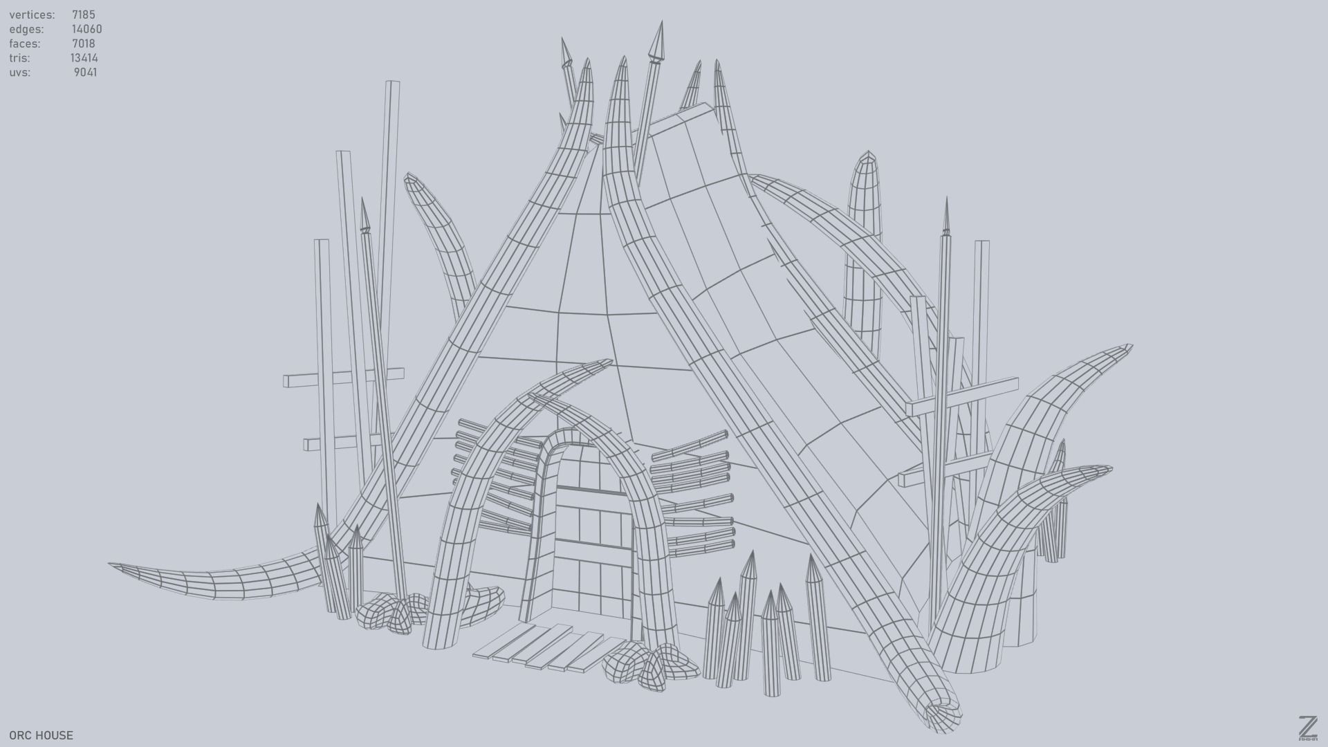 Orc house Low-poly 3D model_3