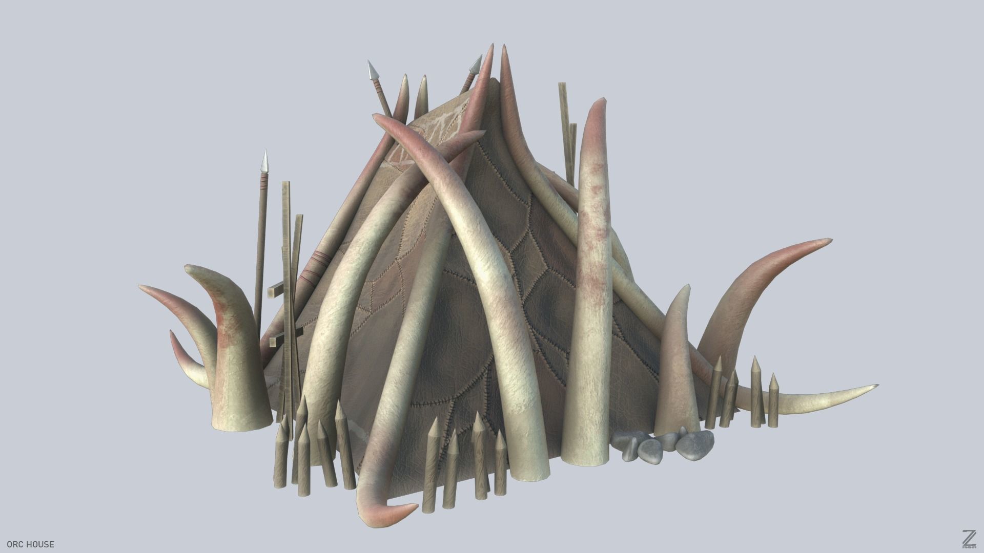 Orc house Low-poly 3D model_5