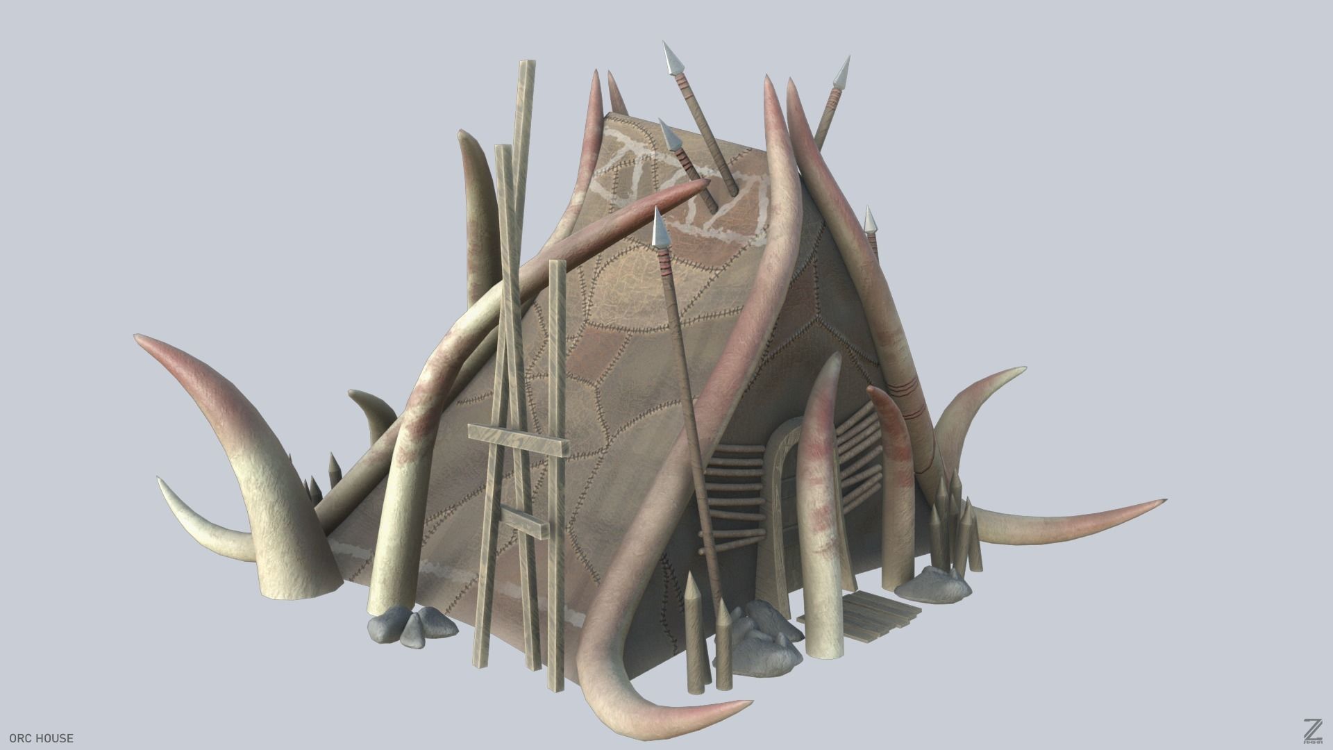 Orc house Low-poly 3D model_8