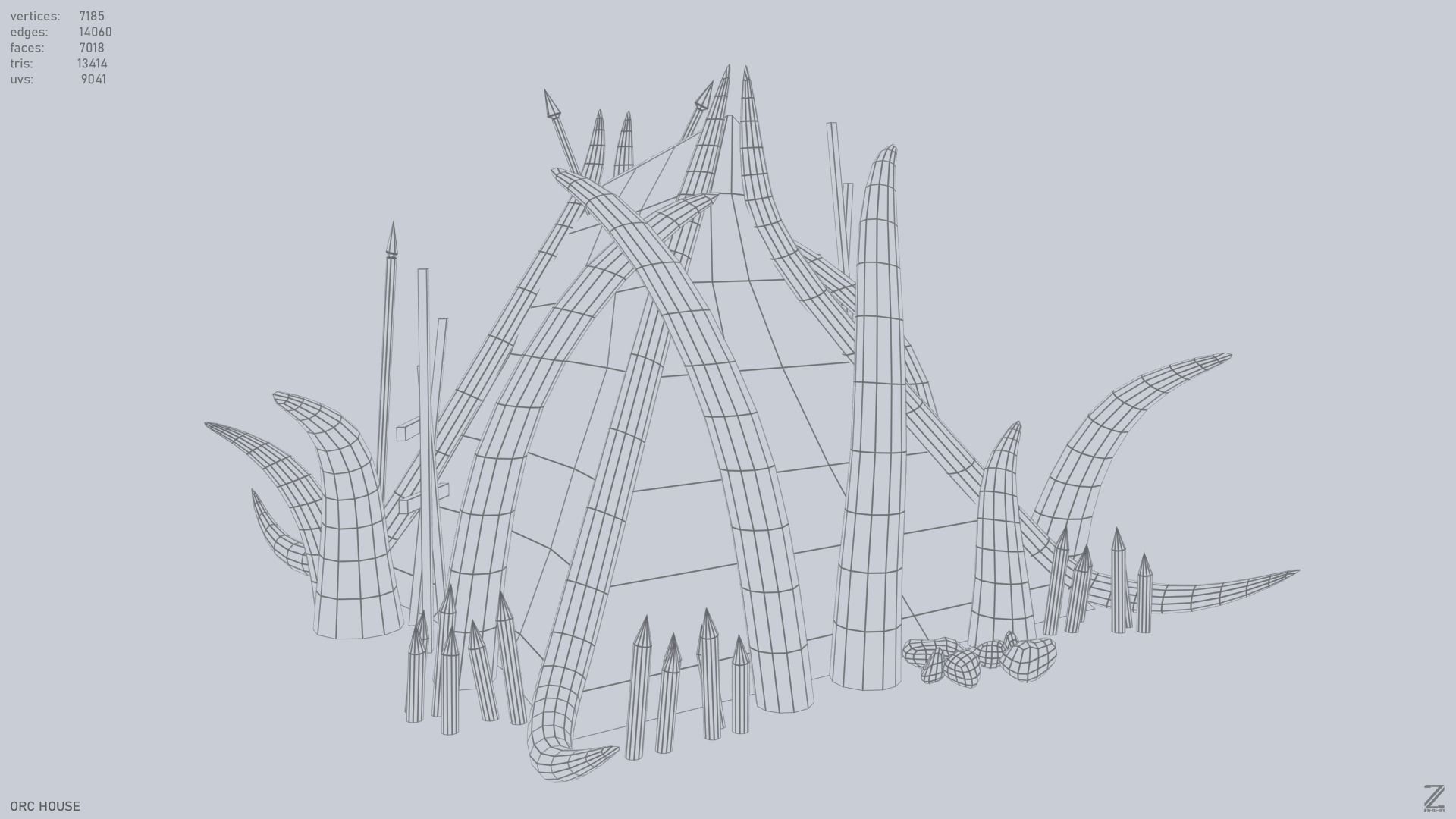 Orc house Low-poly 3D model_11