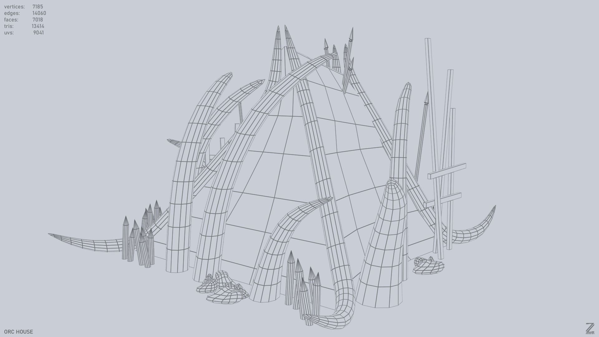 Orc house Low-poly 3D model_12