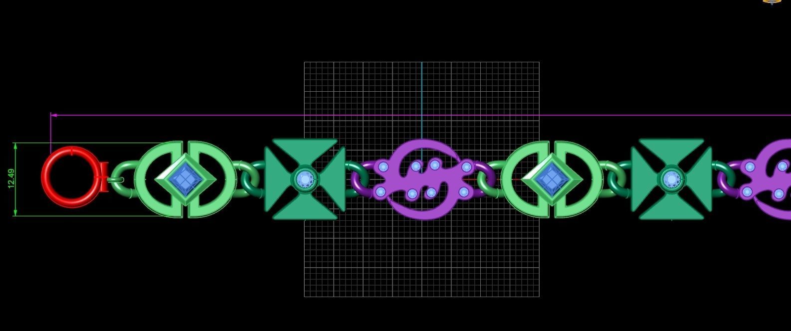 unisex bracelet chain three colors 879 3D print model_4