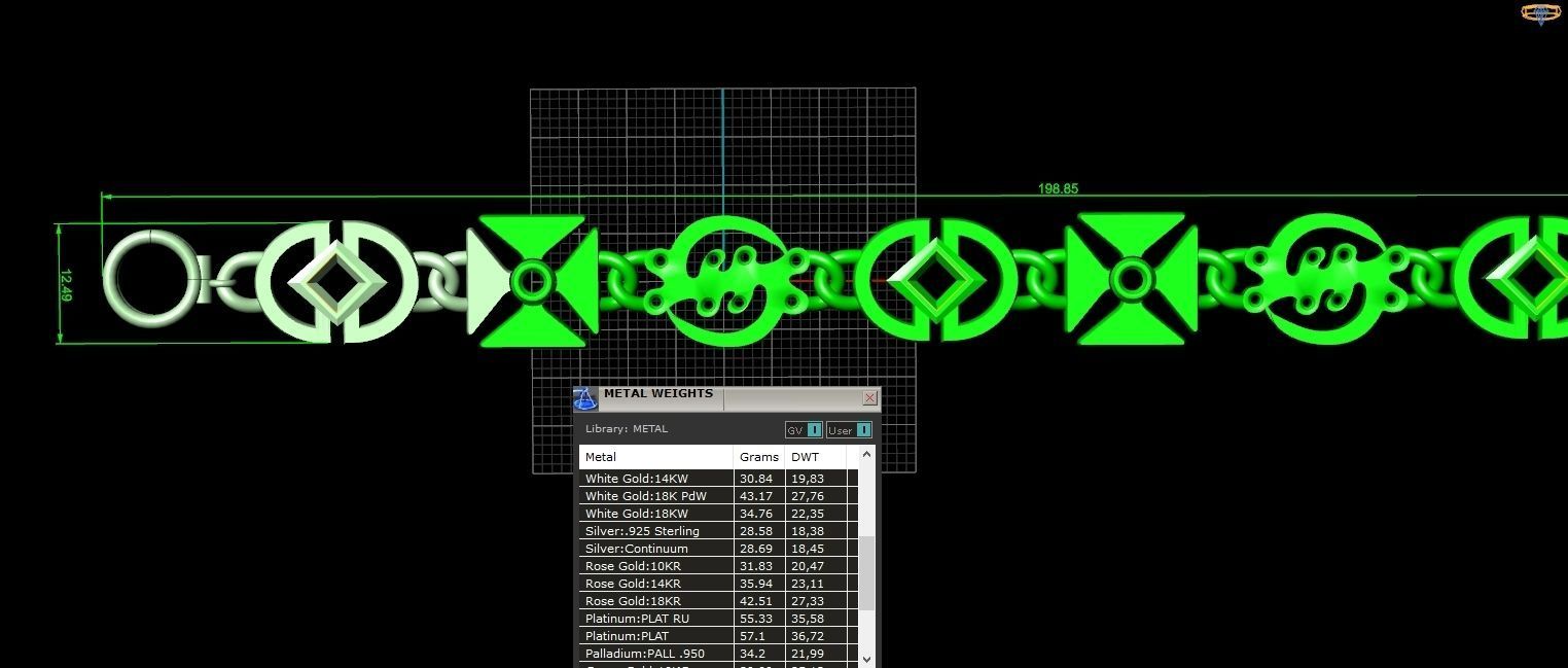 unisex bracelet chain three colors 879 3D print model_10