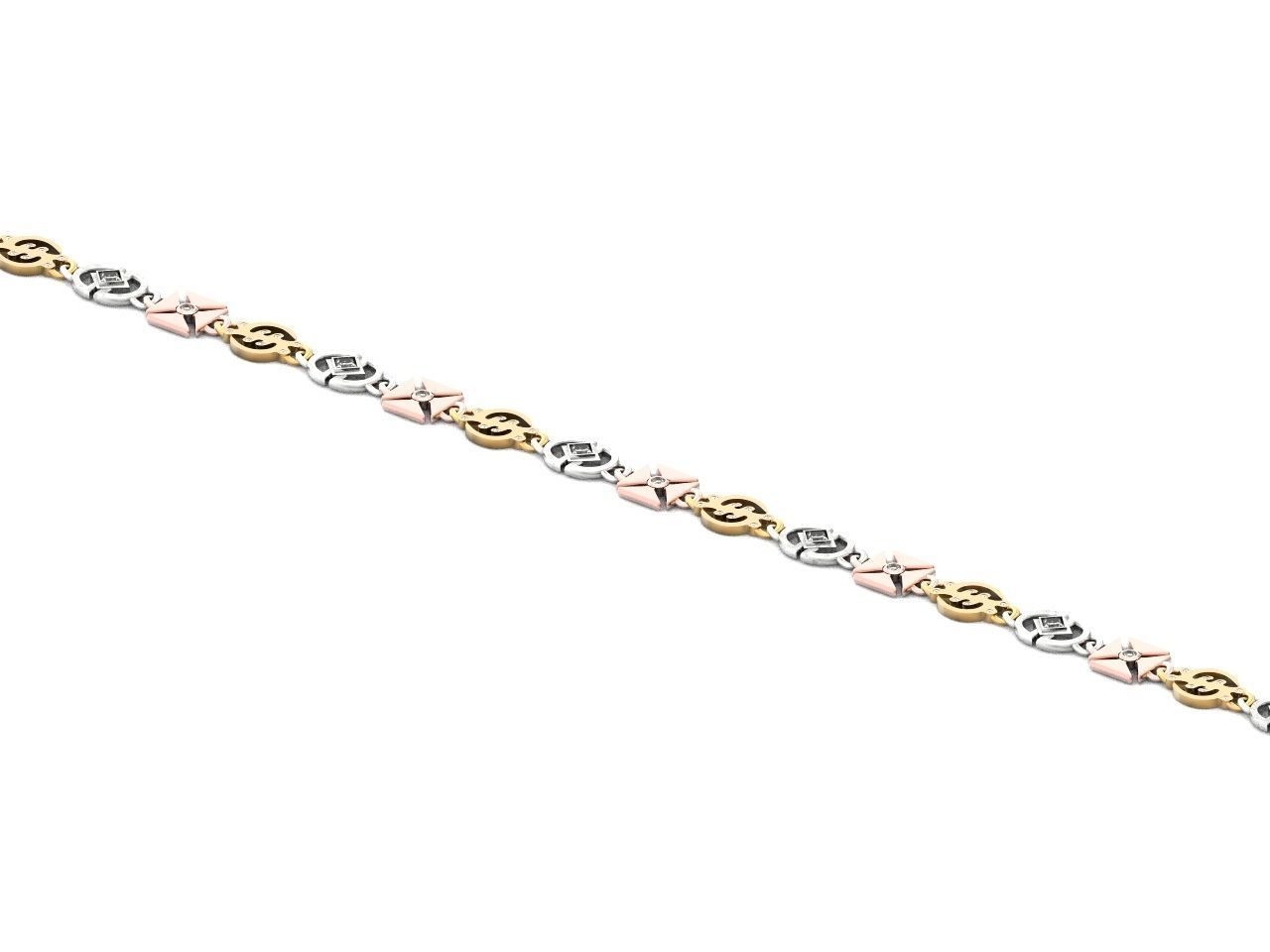 unisex bracelet chain three colors 879 3D print model_34