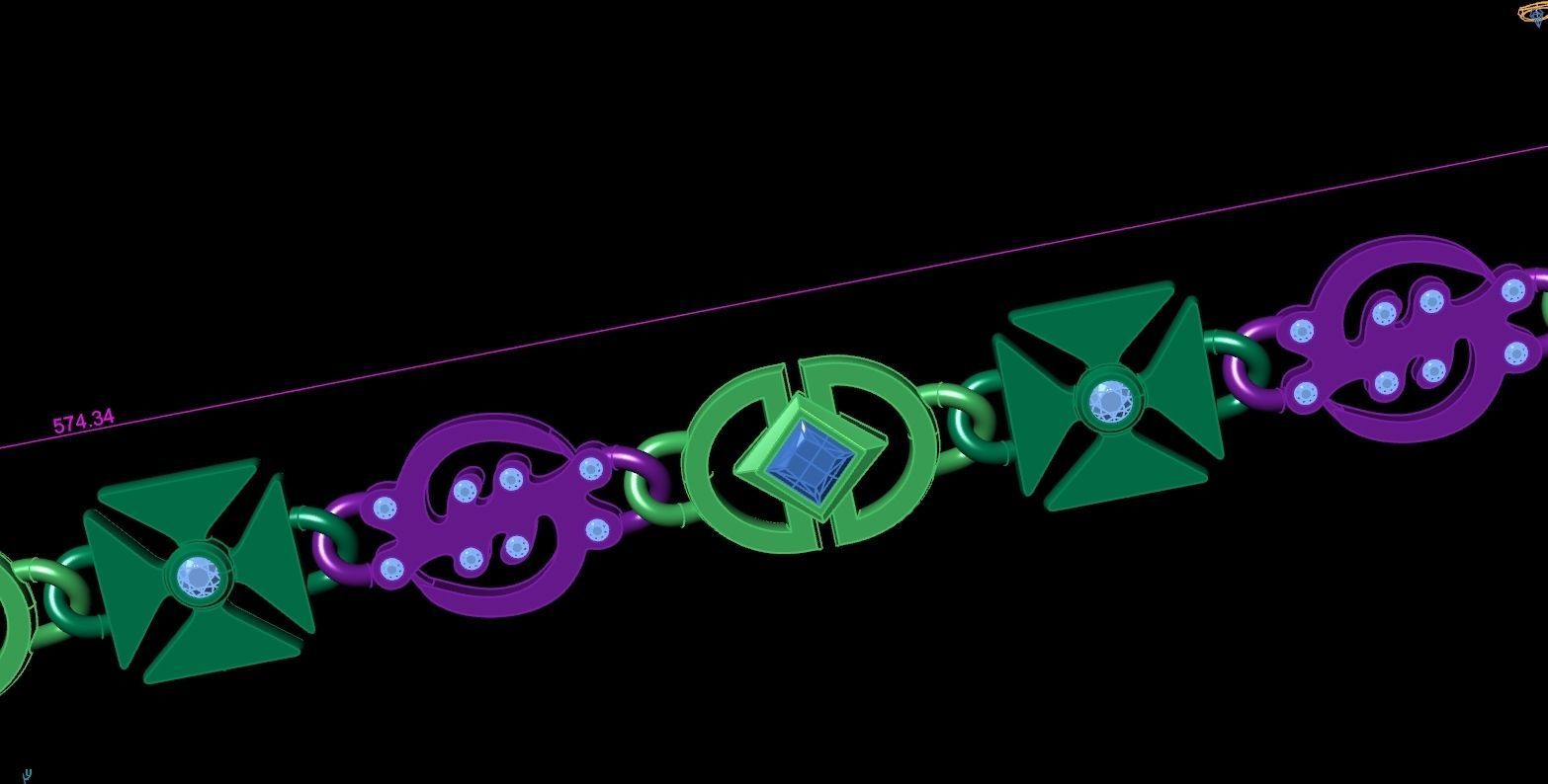 unisex bracelet chain three colors 879 3D print model_12