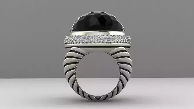 DY signature oval ring with faceted stone