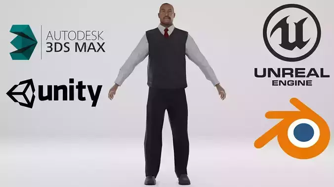 Business man Low-poly 3D model