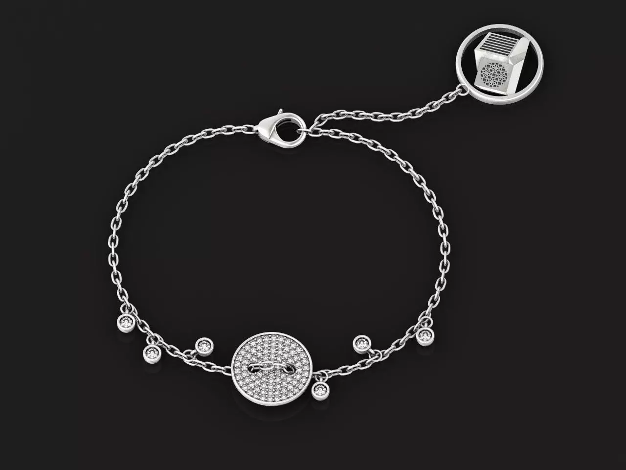 a cute lightweight button bracelet and dangles 881 3D print model