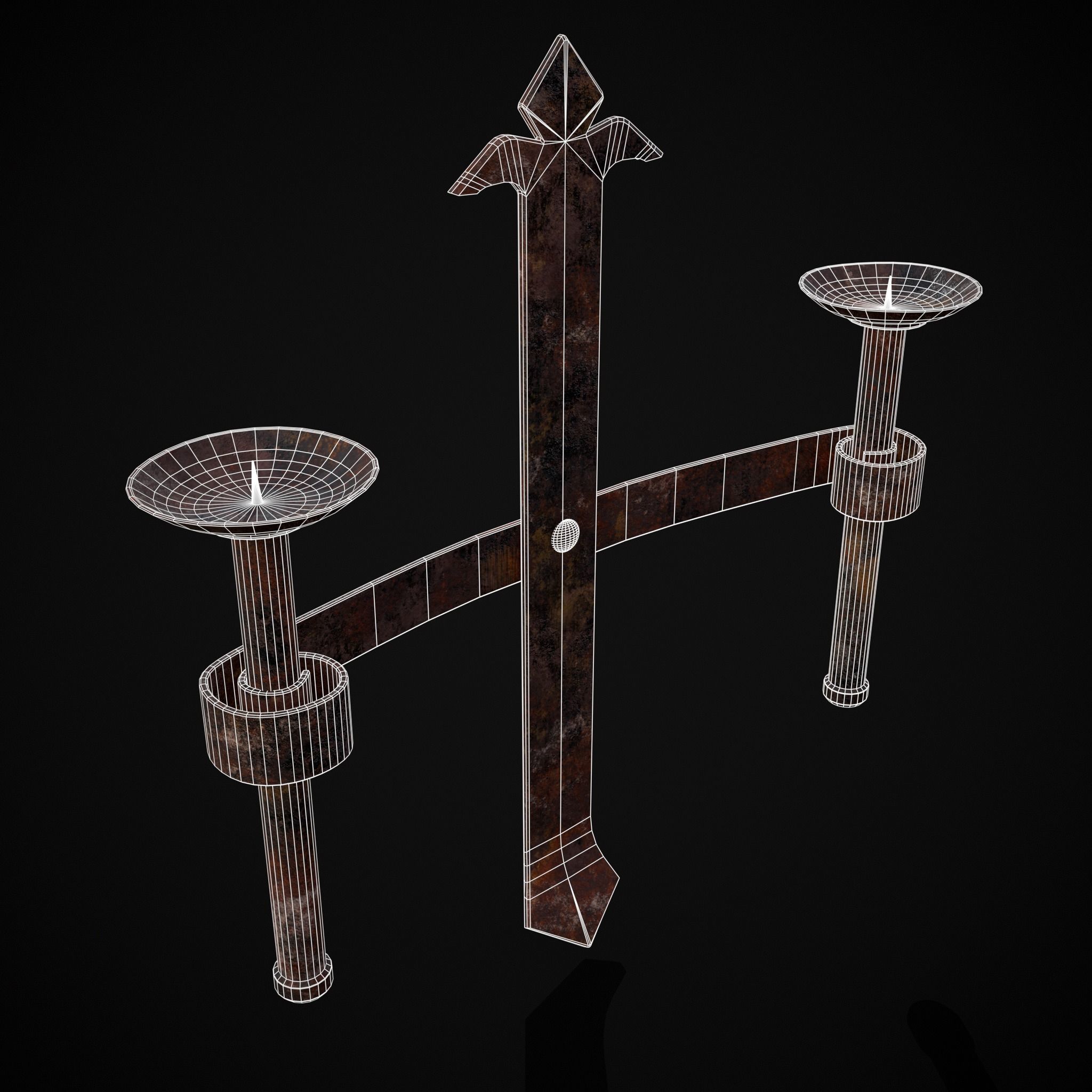 Rusting Double Wall Candle Holder Low-poly 3D model_16