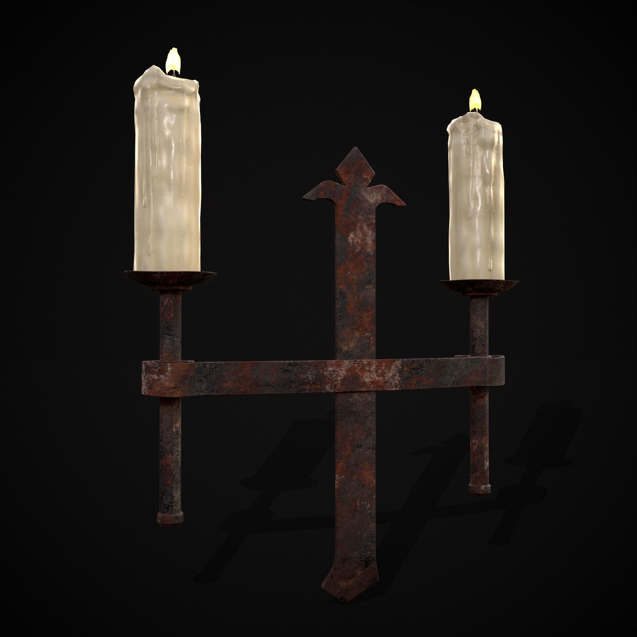 Rusting Double Wall Candle Holder Low-poly 3D model_5