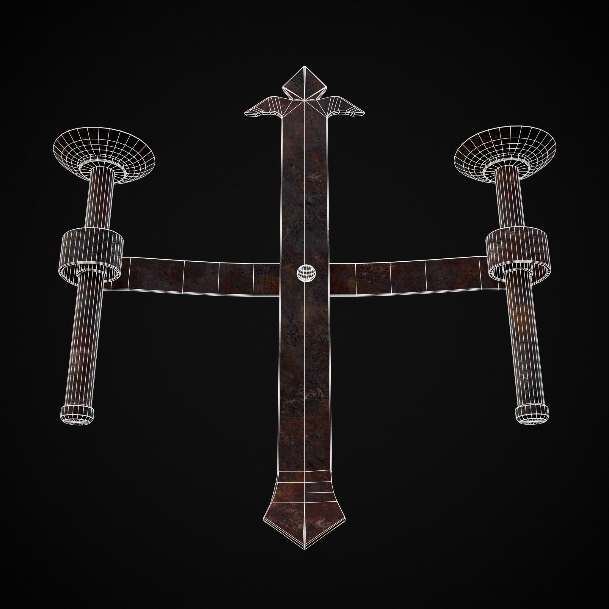 Rusting Double Wall Candle Holder Low-poly 3D model_18