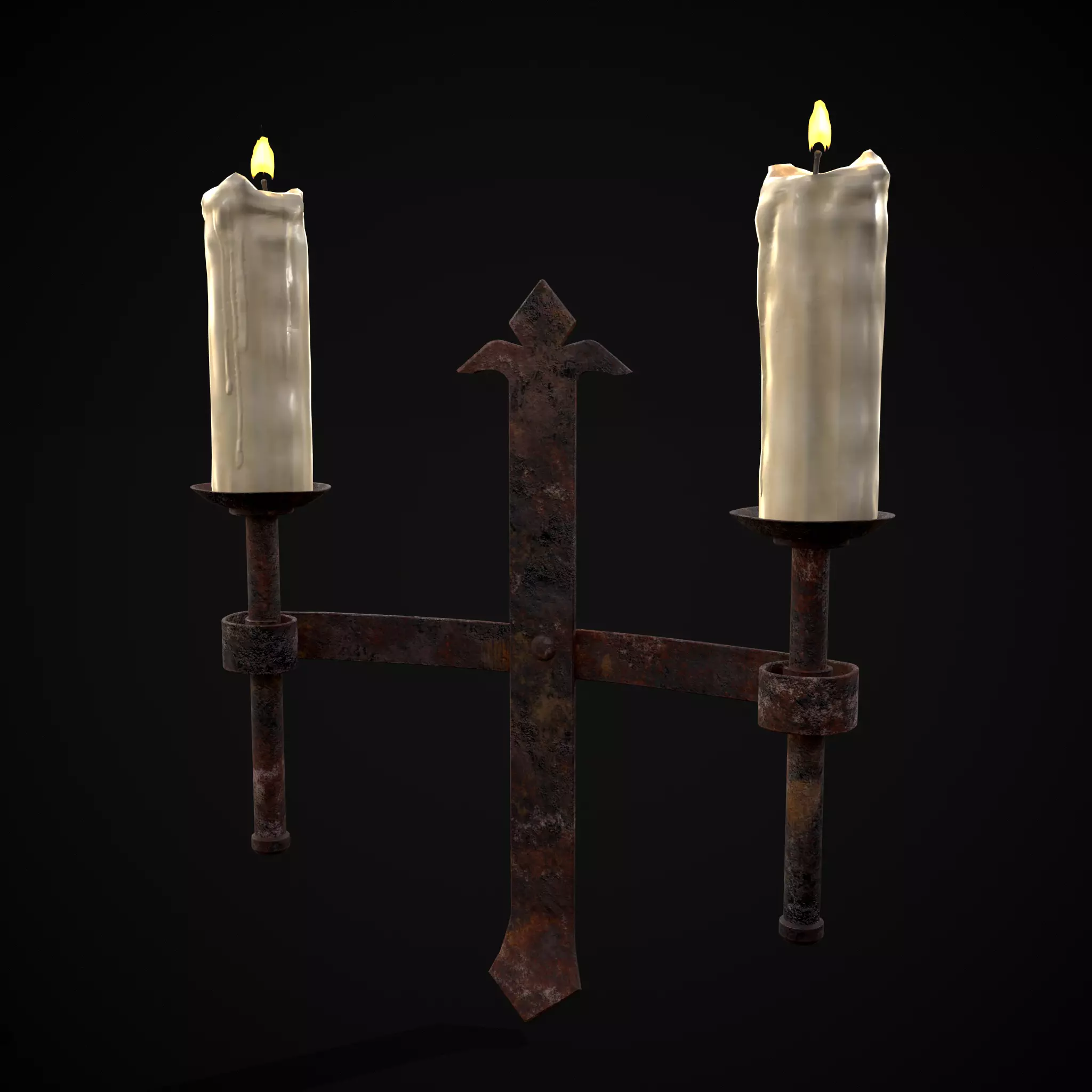 Rusting Double Wall Candle Holder Low-poly 3D model_0