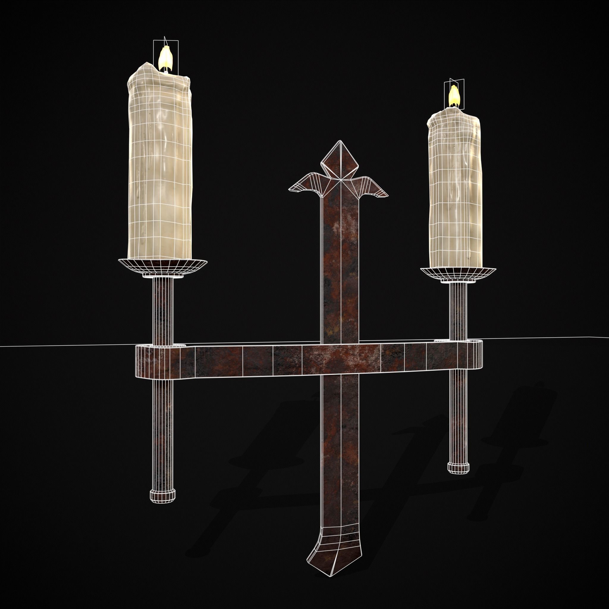 Rusting Double Wall Candle Holder Low-poly 3D model_6