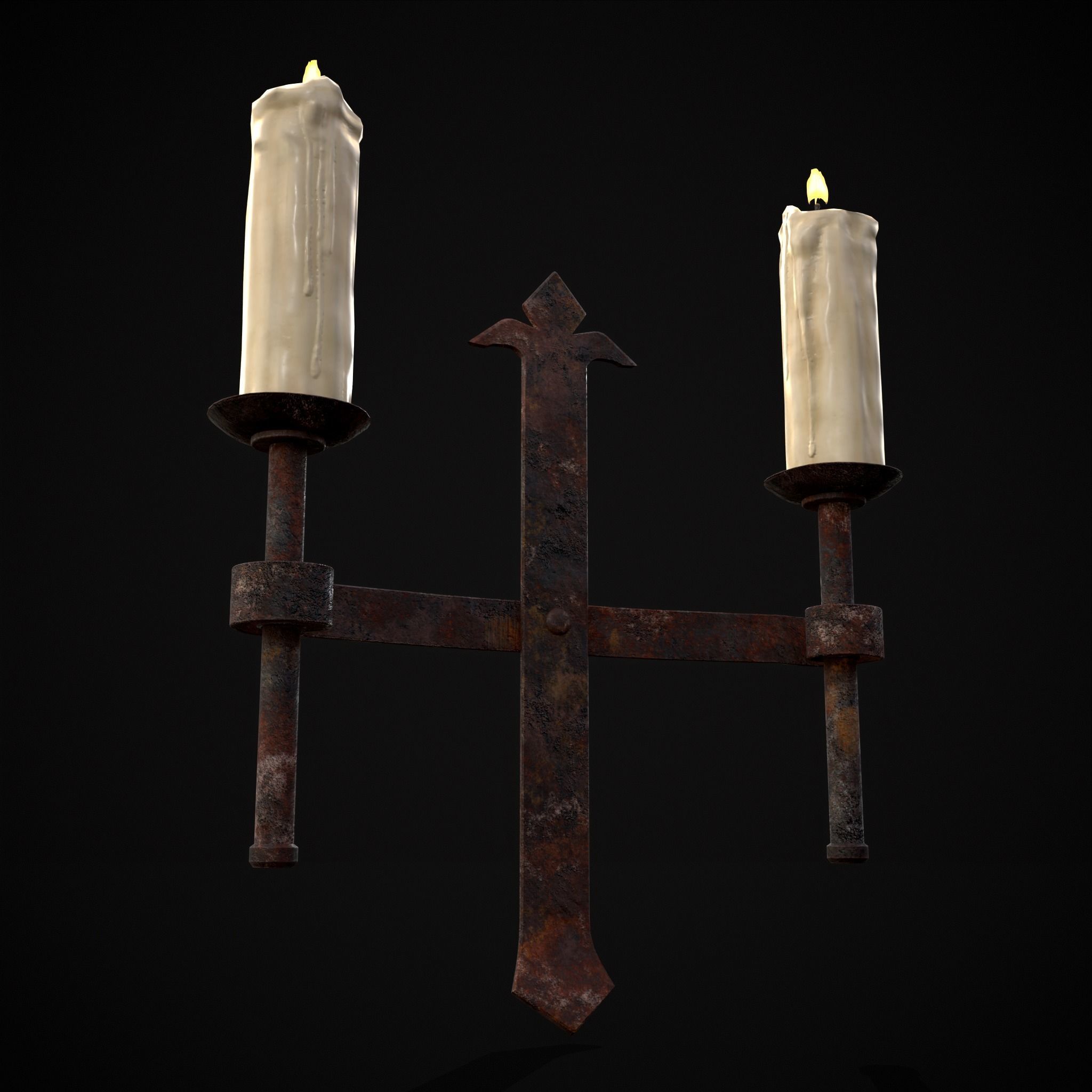 Rusting Double Wall Candle Holder Low-poly 3D model_3