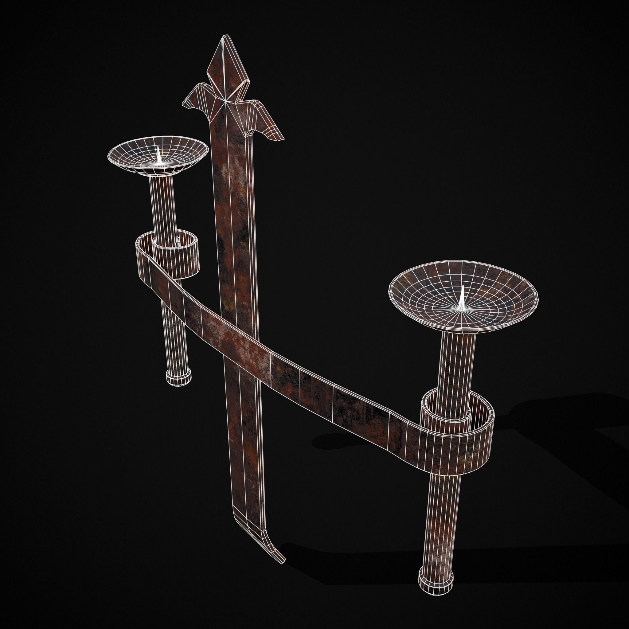 Rusting Double Wall Candle Holder Low-poly 3D model_22
