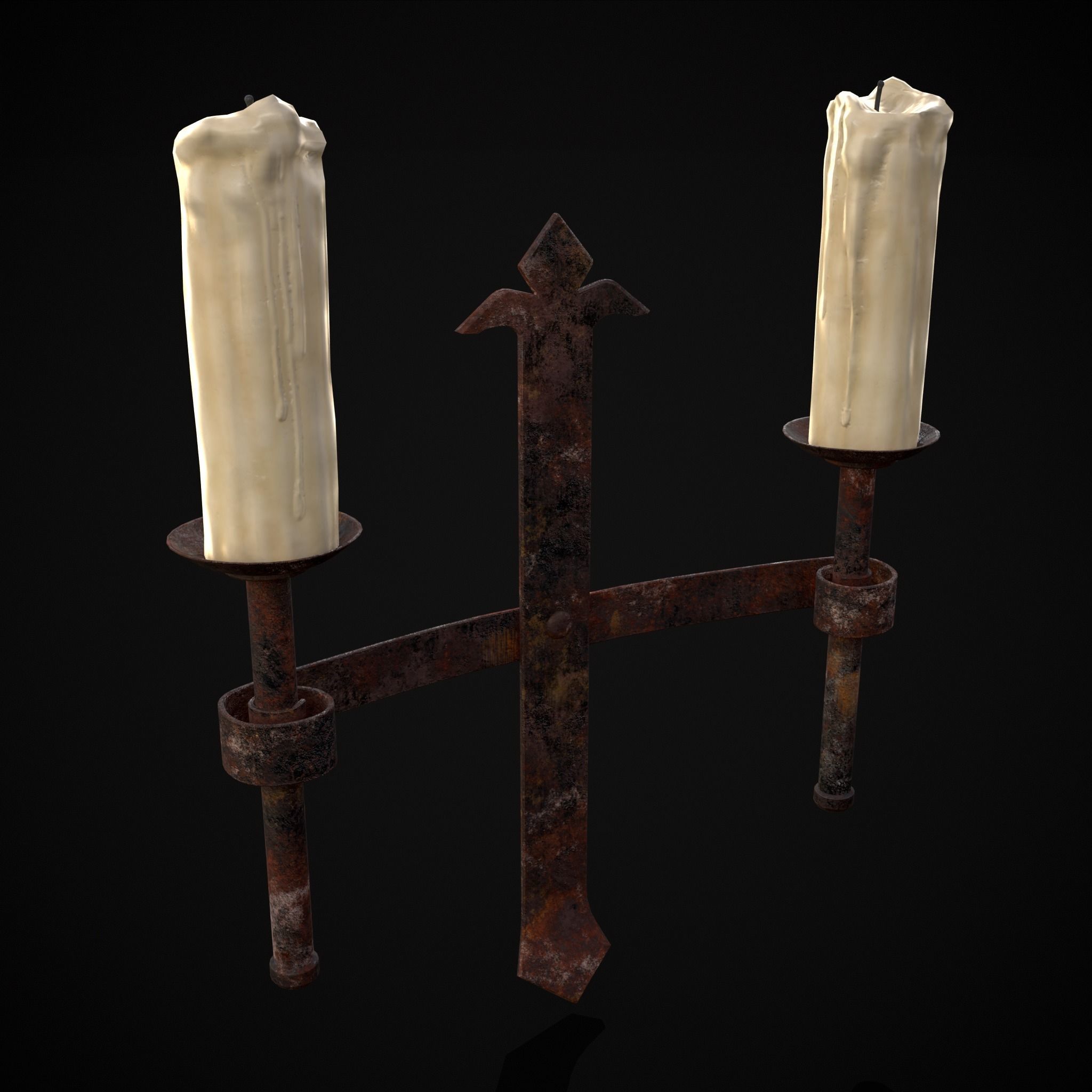 Rusting Double Wall Candle Holder Low-poly 3D model_7