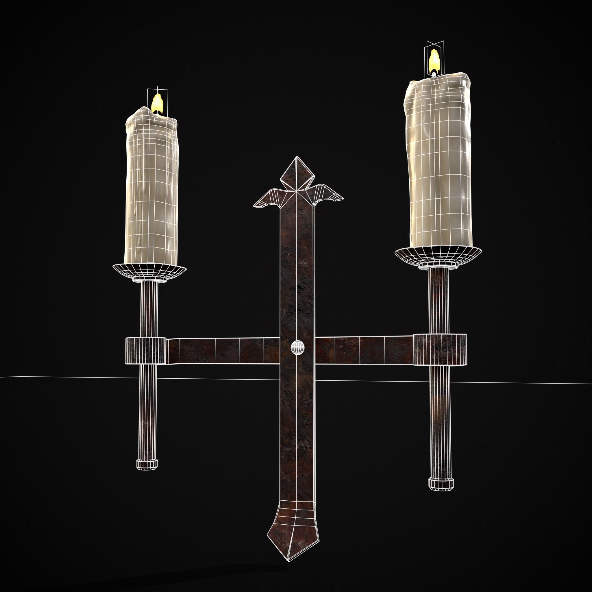 Rusting Double Wall Candle Holder Low-poly 3D model_12